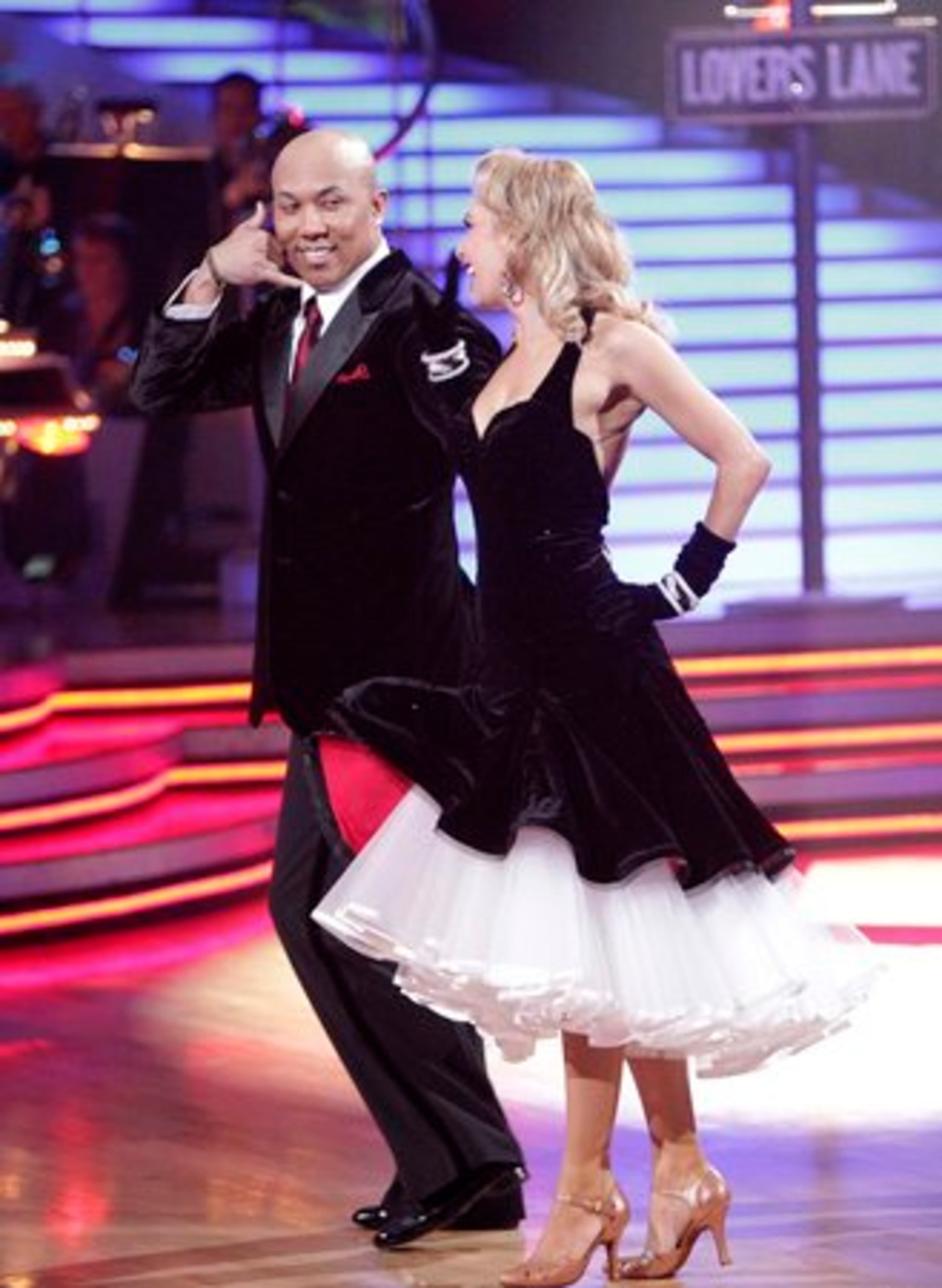 Football player Hines Ward was a judge favorite with his fleet-footed and playful quickstep performed with dance partner Kym Johnson.