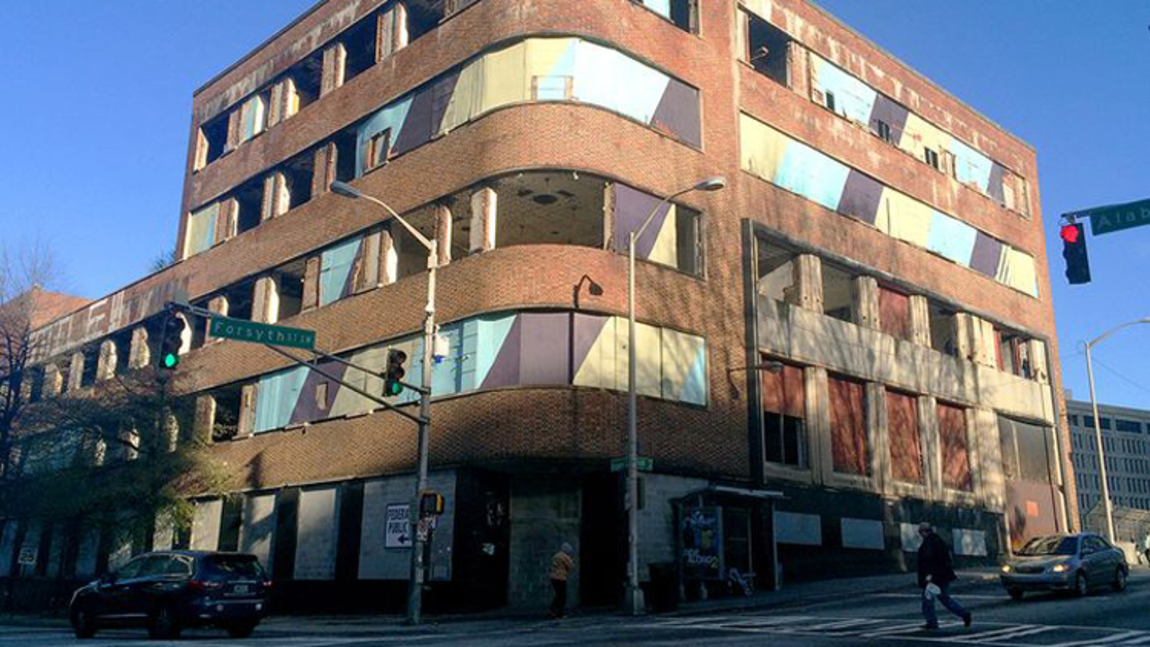 The city wants to do something with 143 Alabama St. SW, a long-vacant office building across from the Five Point MARTA station. PETE CORSON / pcorson@ajc.com