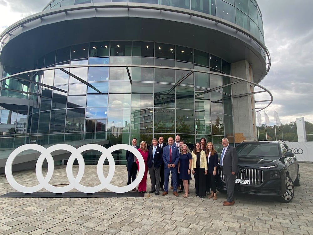 A delegation of Georgia officials, including Gov. Brian Kemp and Macon Mayor Lester Miller, visited Ingolstadt, Germany, in September to meet with Audi leadership. (Courtesy of Macon Mayor Lester Miller)
