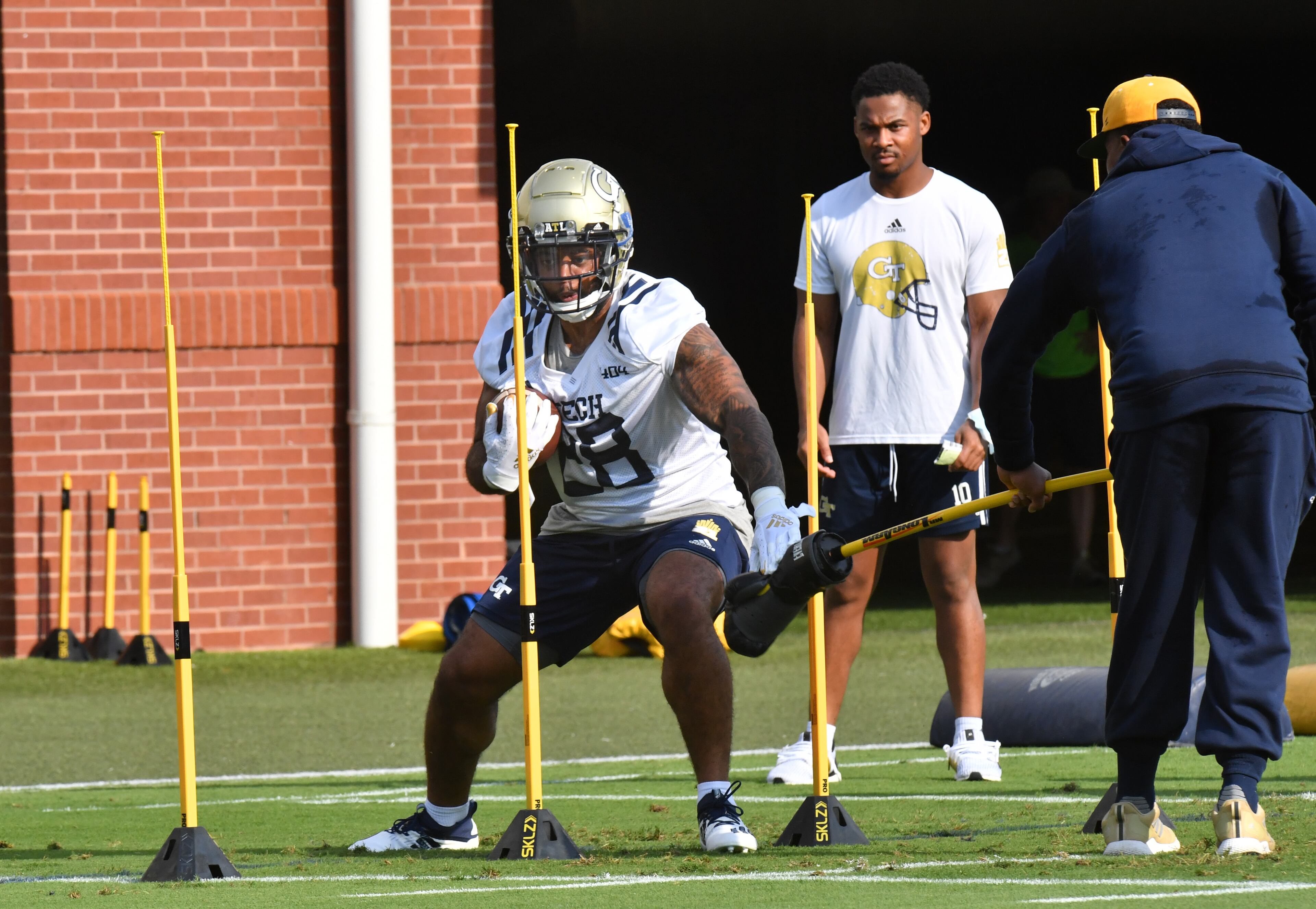 Georgia Tech's running back Tony Amerson (28) runs a drill during a football practice at Rose Bowl Field on Georgia Tech Campus in Atlanta on Friday, August 6, 2021. (Hyosub Shin / Hyosub.Shin@ajc.com)