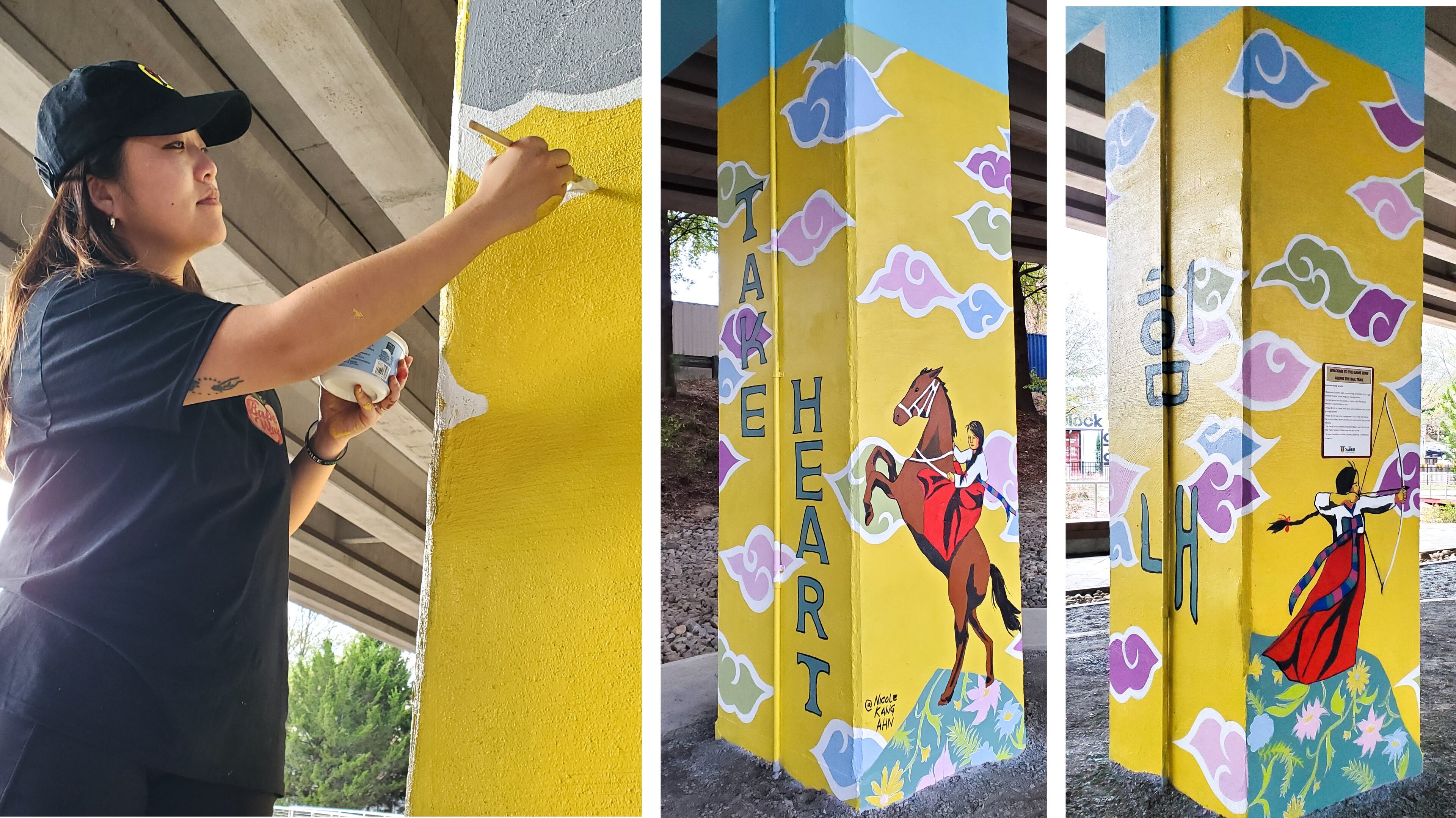 Nicole Kang Ahn with mural work.