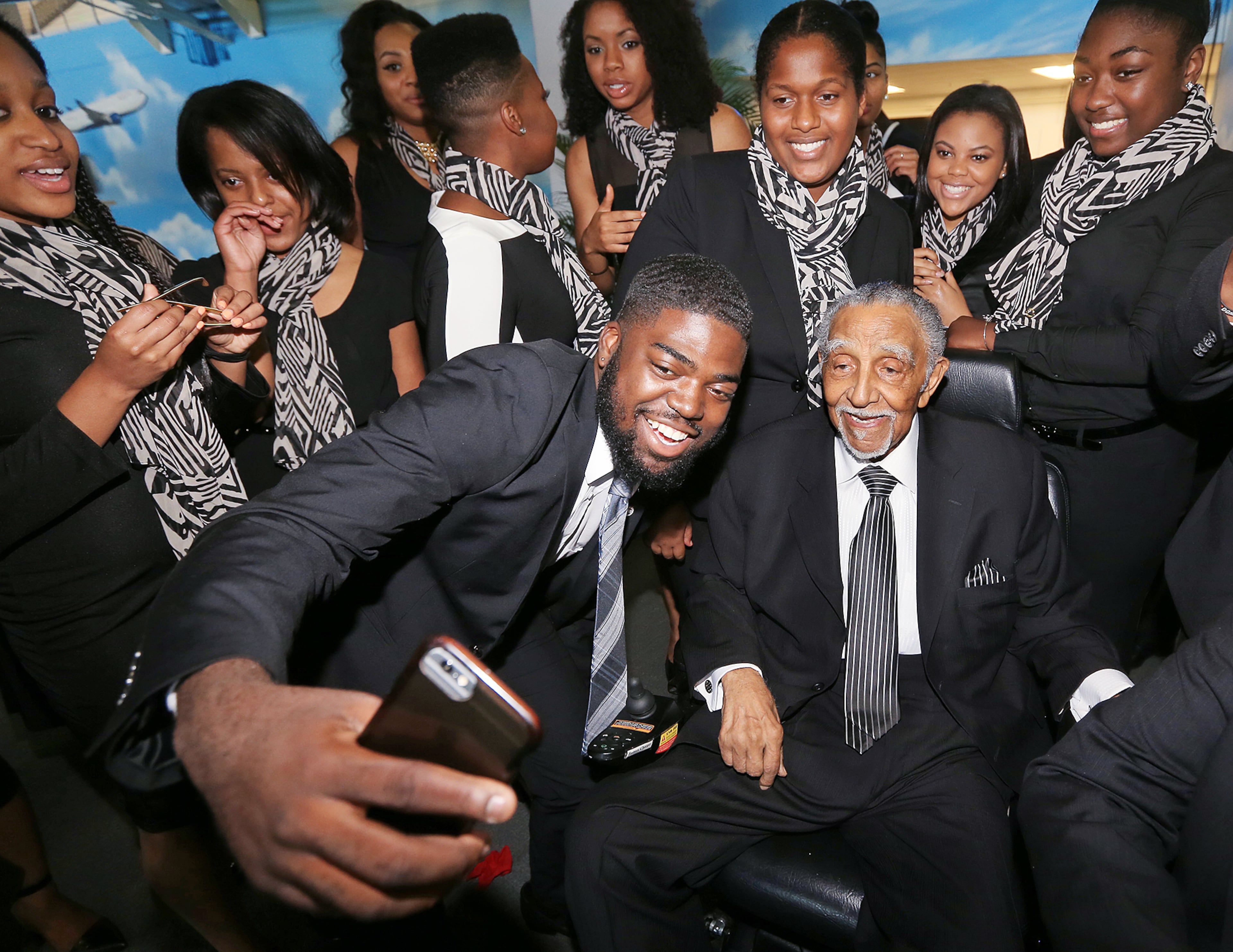 Attendees pose for photos with Lowery during an event celebrating Lowery's birthday in 2015 in Atlanta. Curtis Compton / ccompton@ajc.com