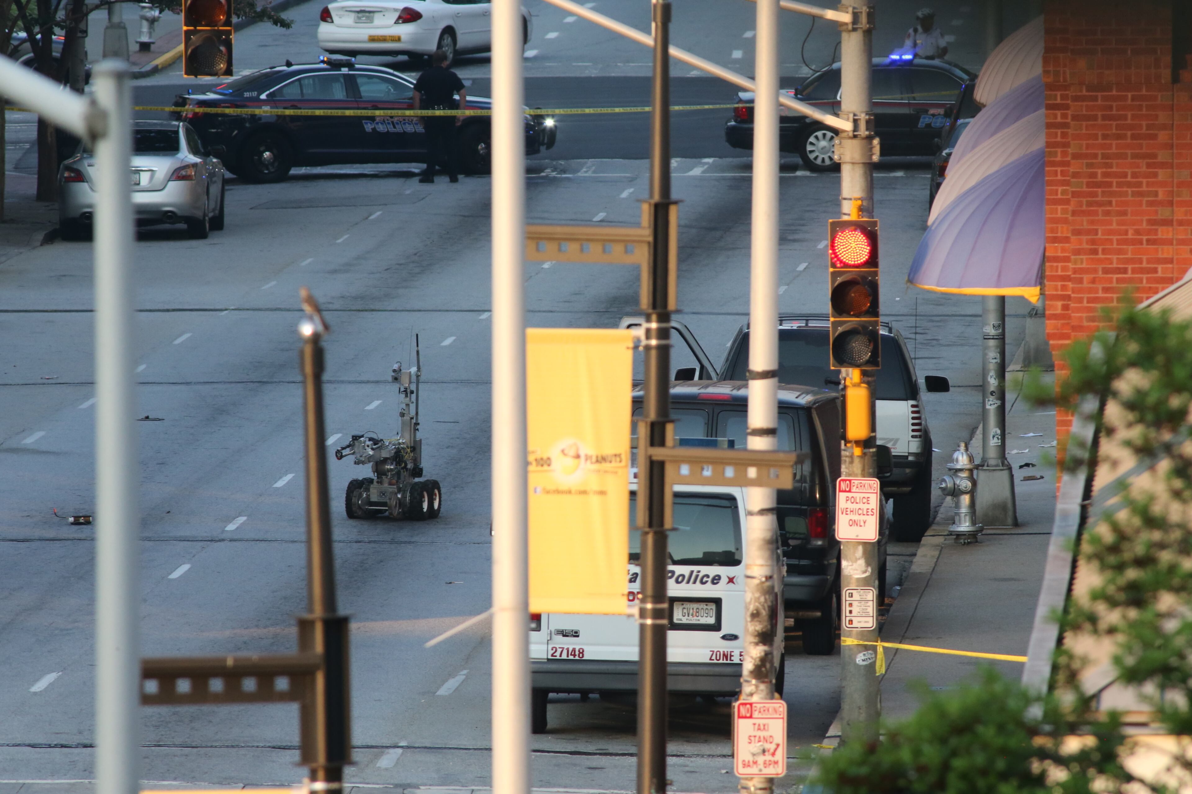 Officers were still on the scene just before 7 a.m. Mark Arum in the WSB 24-hour Traffic Center suggested that motorists avoid Decatur, Wall and Pryor streets as well as Martin Luther King Jr. Drive. JOHN SPINK/JSPINK@AJC.COM