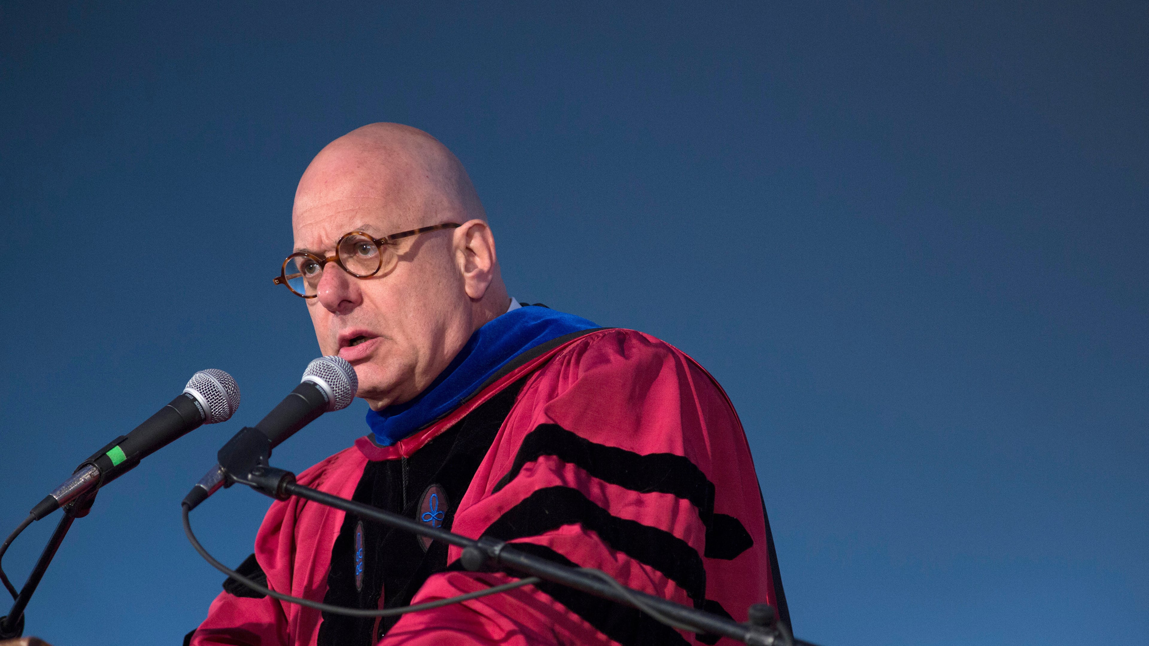 FILE - Bard College President Leon Botstein speaks during the 153rd Commencement at Bard College, May 25, 2013, in Annandale-on-Hudson, N.Y. (AP Photo/Philip Kamrass, File)