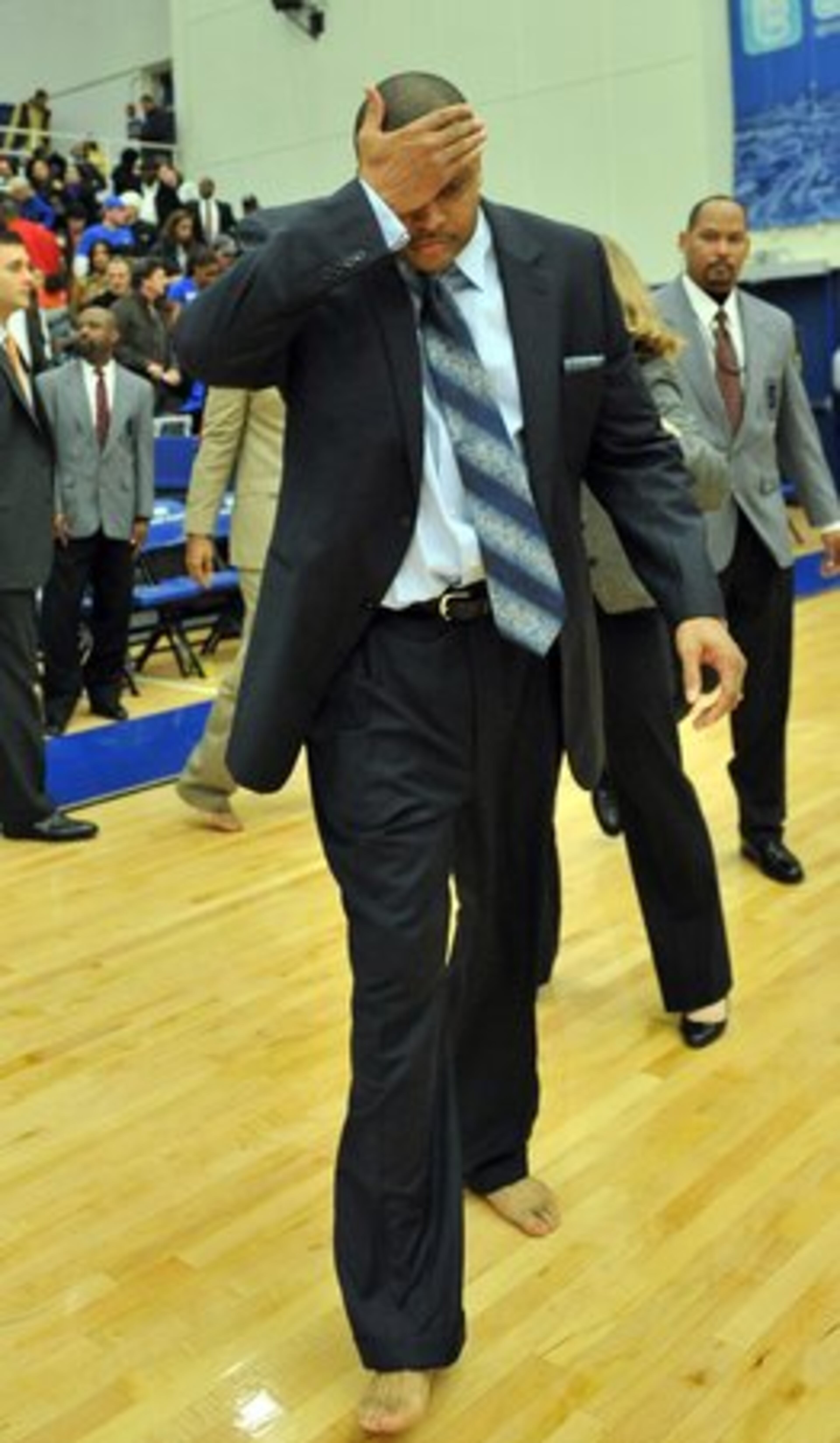Georgia State head coach Ron Hunter reacts after his team won 75 -60 over the North Carolina-Wilmington at GSU Sports Arena in Atlanta on Thursday, January 12, 2011.
