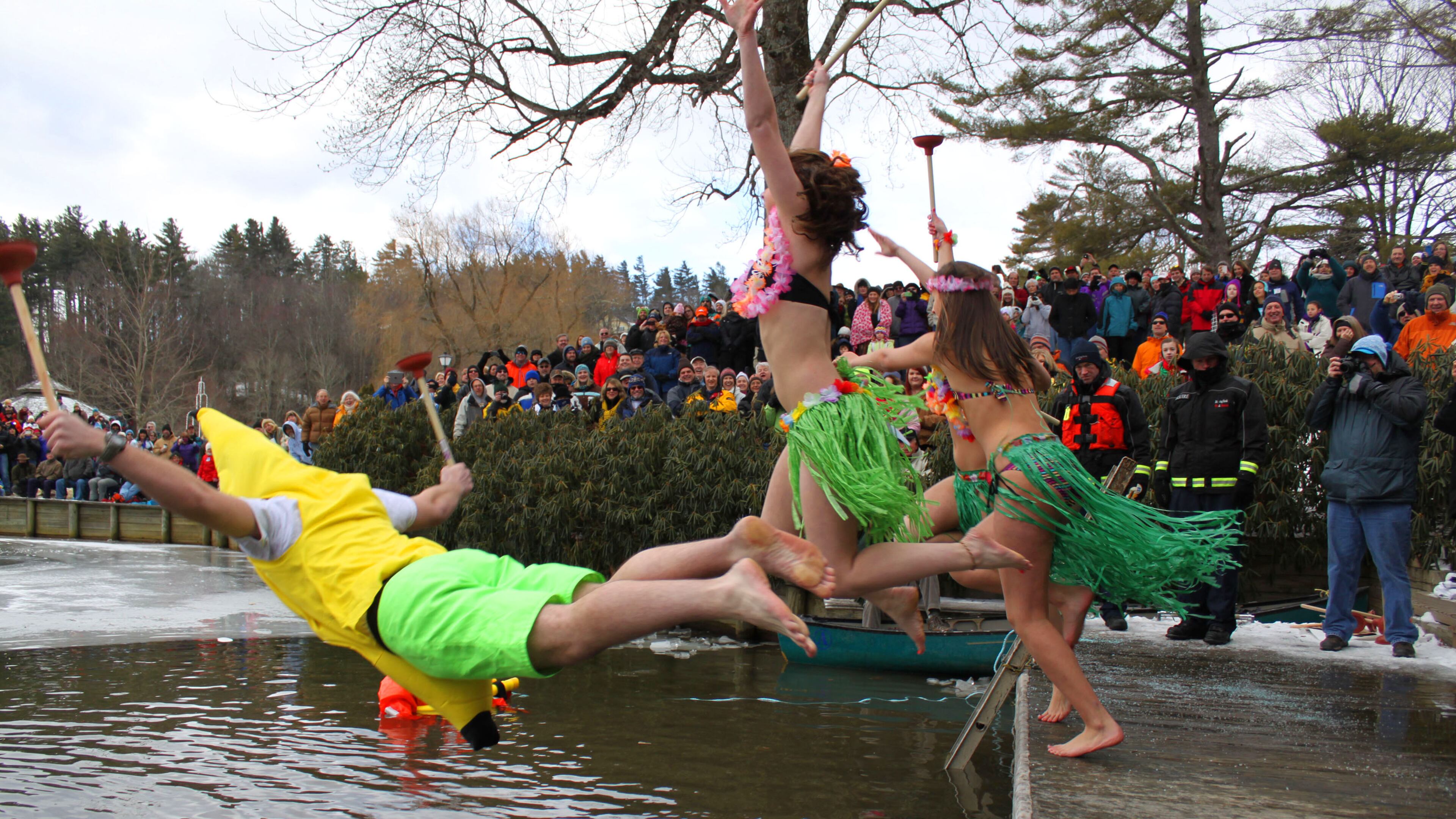The Polar Plunge in Chetola Lake is a highlight of Blowing Rock WinterFest in North Carolina. CONTRIBUTED BY BLOWING ROCK WINTERFEST