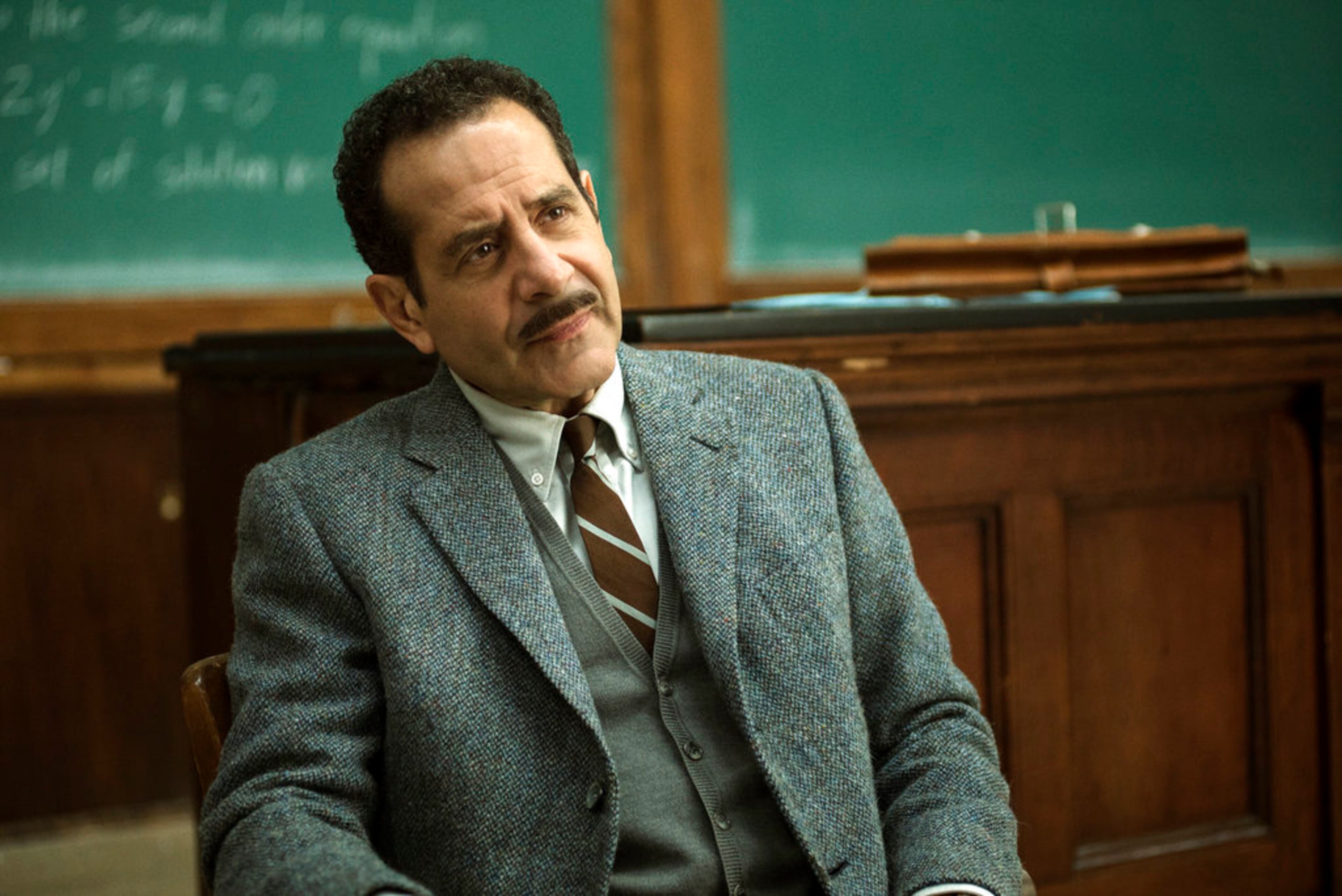 This image released by Amazon shows Tony Shalhoub in "The Marvelous Mrs. Maisel." Shalhoub was nominated Thursday for an Emmy for outstanding supporting actor in a comedy series. The 70th Emmy Awards will be held on Monday, Sept. 17. (Nicole Rivelli/Amazon via AP)