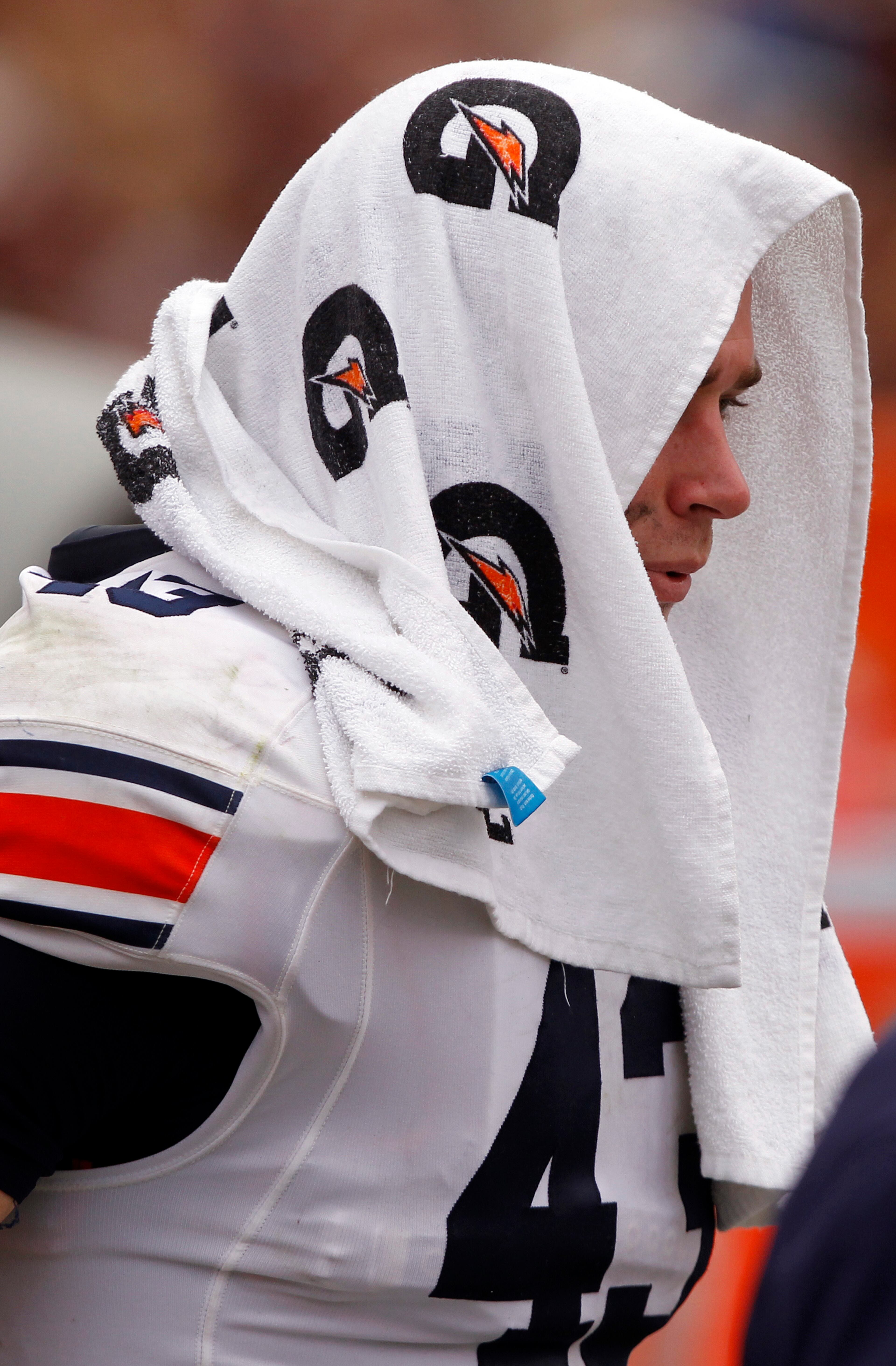 Tight end Philip Lutzenkirchen #43 of the Auburn Tigers is checked out on the sidelines after being helped off the field in the fourth quarter of a NCAA college football game against the Mississippi State Bulldogs on September 8, 2012 at Davis Wade Stadium in Starkville, Mississippi. (Photo by Butch Dill/Getty Images) Philip Lutzenkirchen died in multiple-fatality crash in the early morning hours of Sunday, June 29, 2014. The crash was near LaGrange, Ga. He was 23.