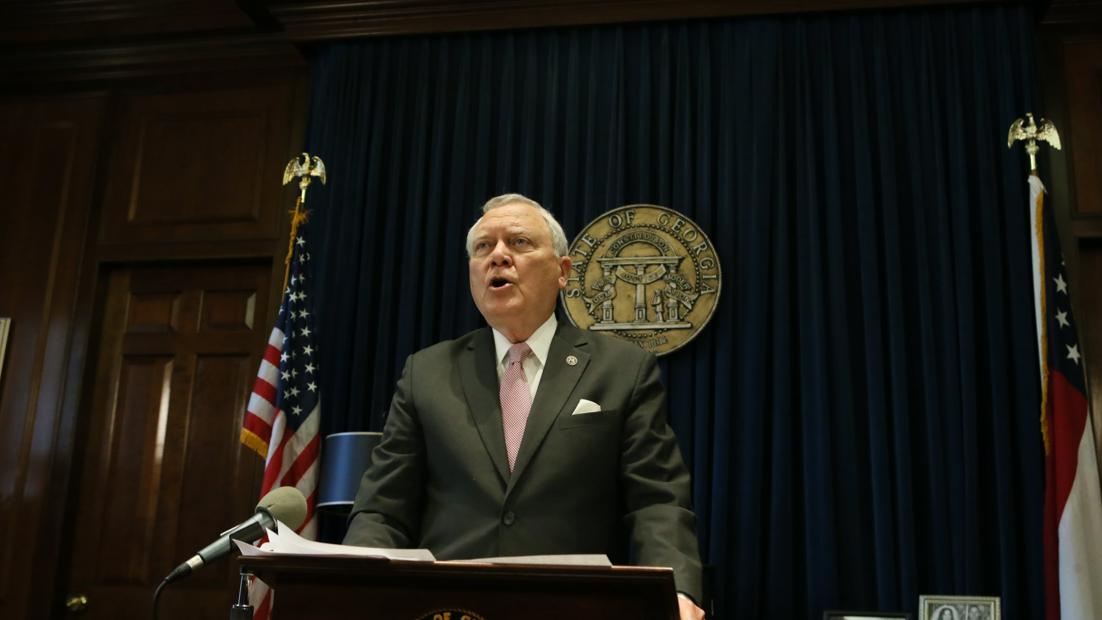 Gov. Nathan Deal said he would veto the "religious liberty" legislation on Monday. Bob Andres/AJC Photo