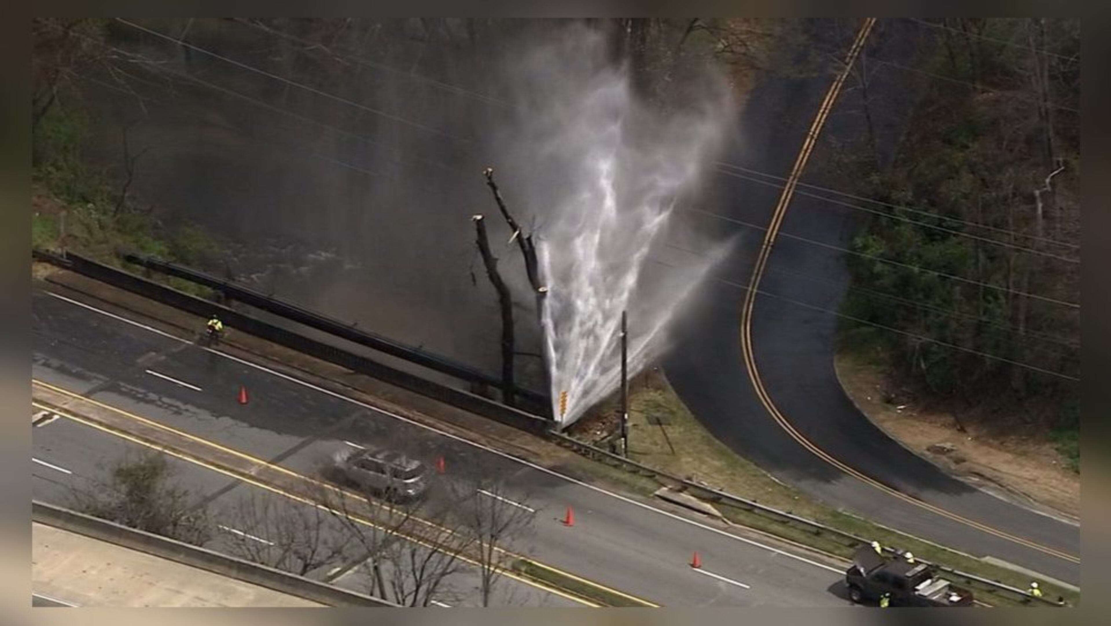 A huge water main break was reported at Northside Drive and Mt. Paran Road in Buckhead.