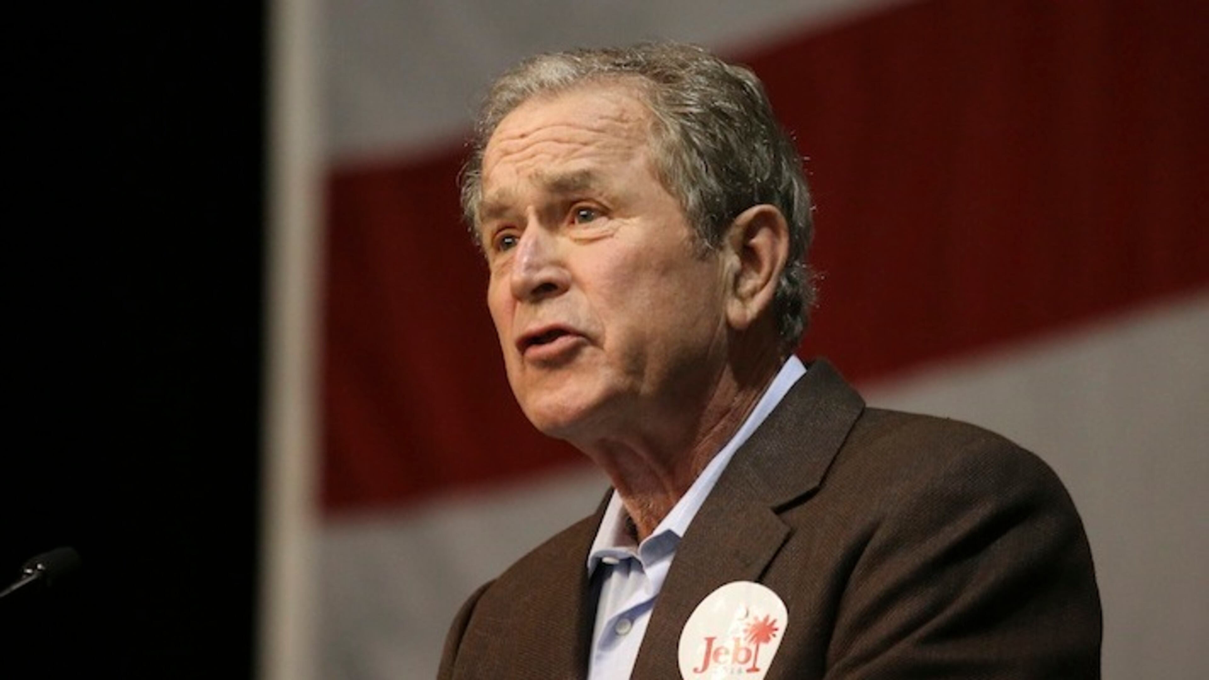Former President George W. Bush speaks during a campaign rally for his brother Jeb Bush, a Republican presidential hopeful, at the Coliseum & Performing Arts Center in North Charleston, S.C., Feb. 15, 2016. (Jim Wilson/The New York Times)