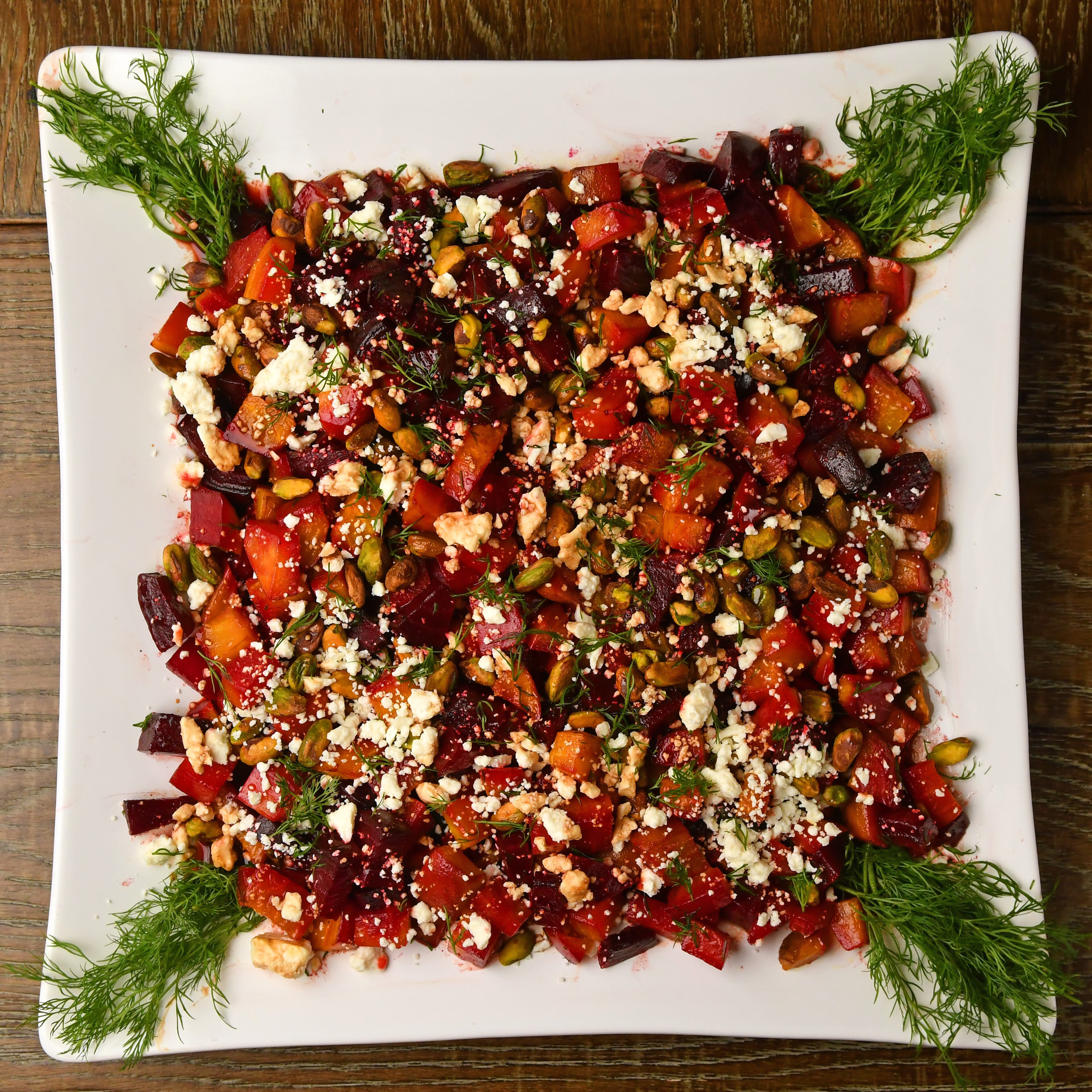 Roasted Beets with Balsamic Coffee Glaze, by Adriana Frazier, director of operations and innovation of Suwanee-based Volcanica Coffee, uses a Coffee Balsamic Reduction that goes well with other dishes, too. (Styling by Adriana Frazier / Chris Hunt for the AJC)