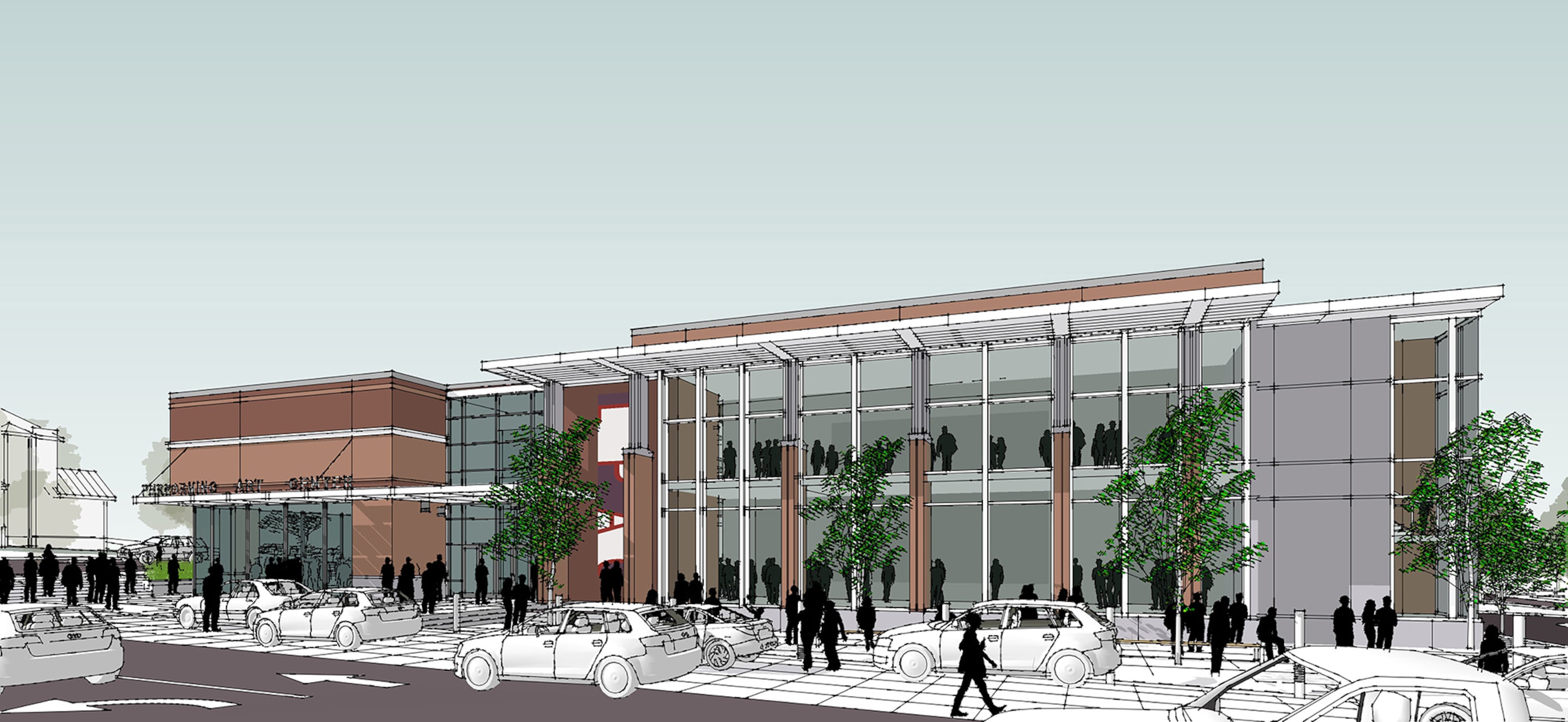 Artist’s rendering of the new Lawrenceville Performing Arts Center, home of the Aurora Theatre.
Courtesy of SSOE Stevens & Wilkinson