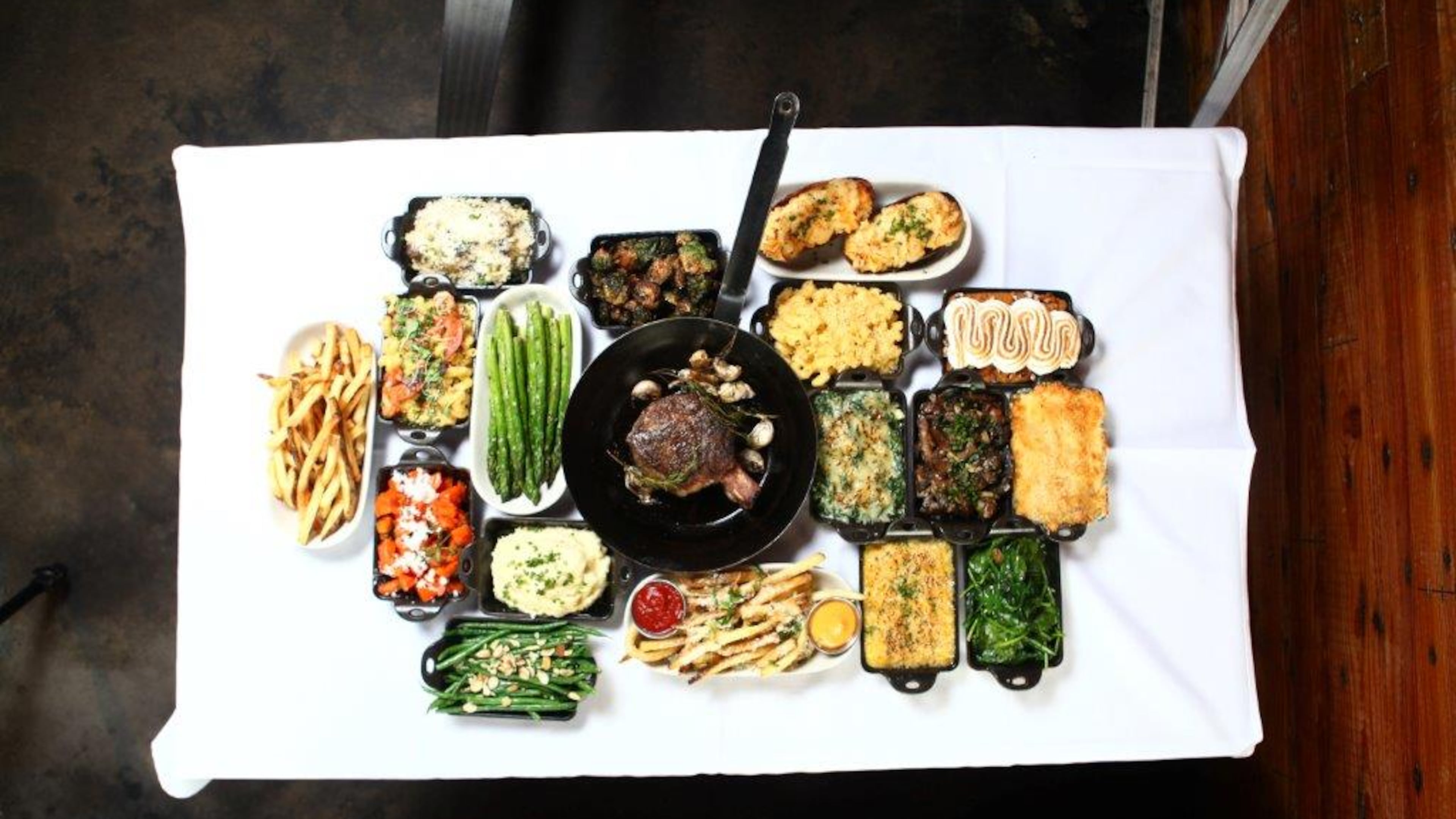 Little Alley's menu is a mix of classics and such fusion items as duck confit spring rolls and Korean-style filet mignon. There is even a Sichuan-spiced tofu steak for vegetarians. (Courtesy of Little Alley Steak