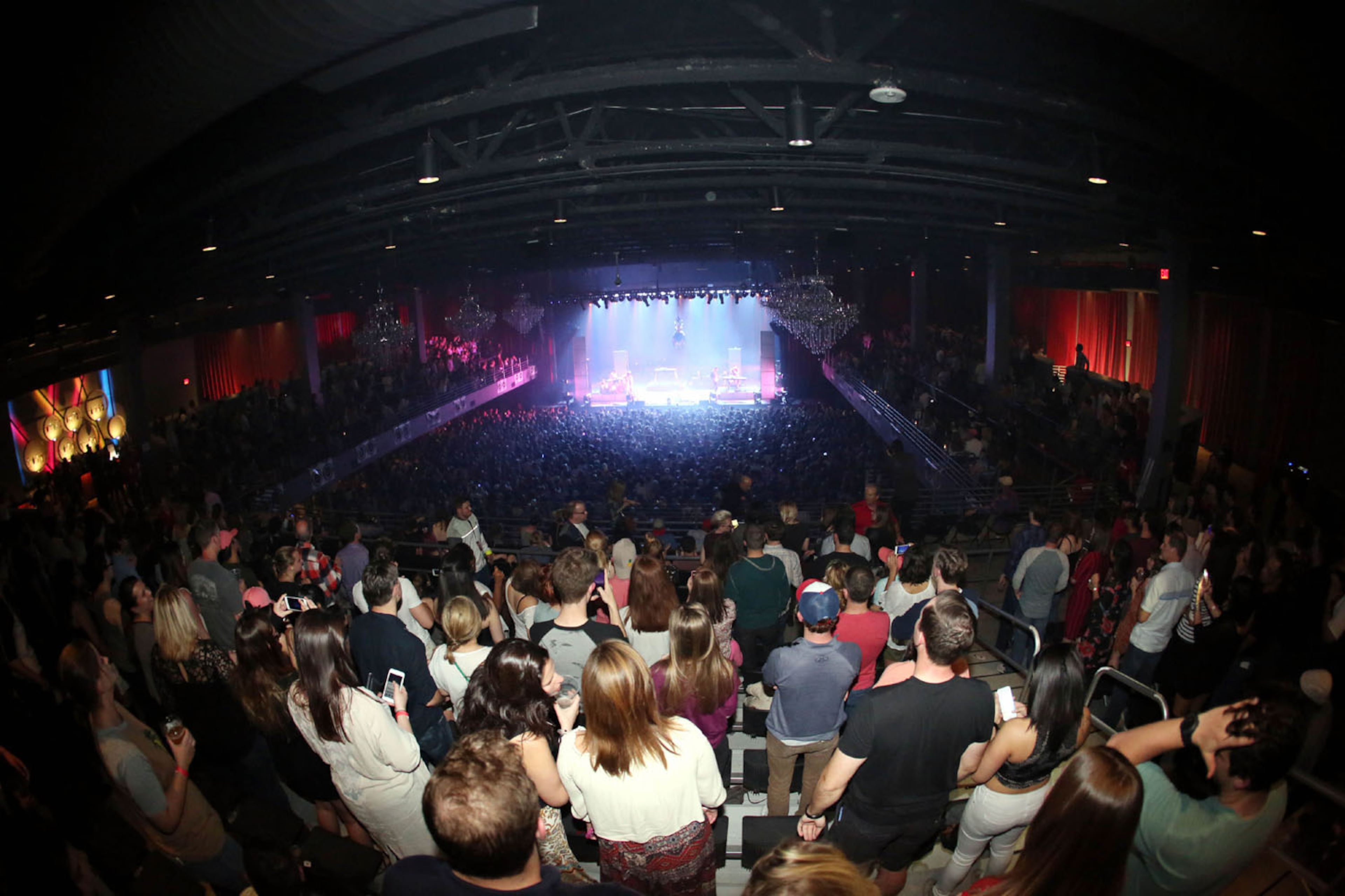 #31 of #34. PLEASE KEEP IN SEQUENTIAL ORDER FOR THE CONTINUITY OF THE GALLERY. -- The view from the farthest seats in the balcony. The Coca Cola Roxy Theater held its grand opening celebration on Saturday, April 8, 2017, with British indie favorites Glass Animals and Australia's Jagwar Ma selling out the venue for Radio 105.7's fouth birthday party bash. Located in the nearly completed Battery entertainment district, next to SunTrust Park, new home of the Atlanta Braves, the gorgeous, nearly 4,000 capacity venue got positive grades from most of the VIP's and concert fans in attendence.Robb Cohen Photography & Video /RobbsPhotos.com