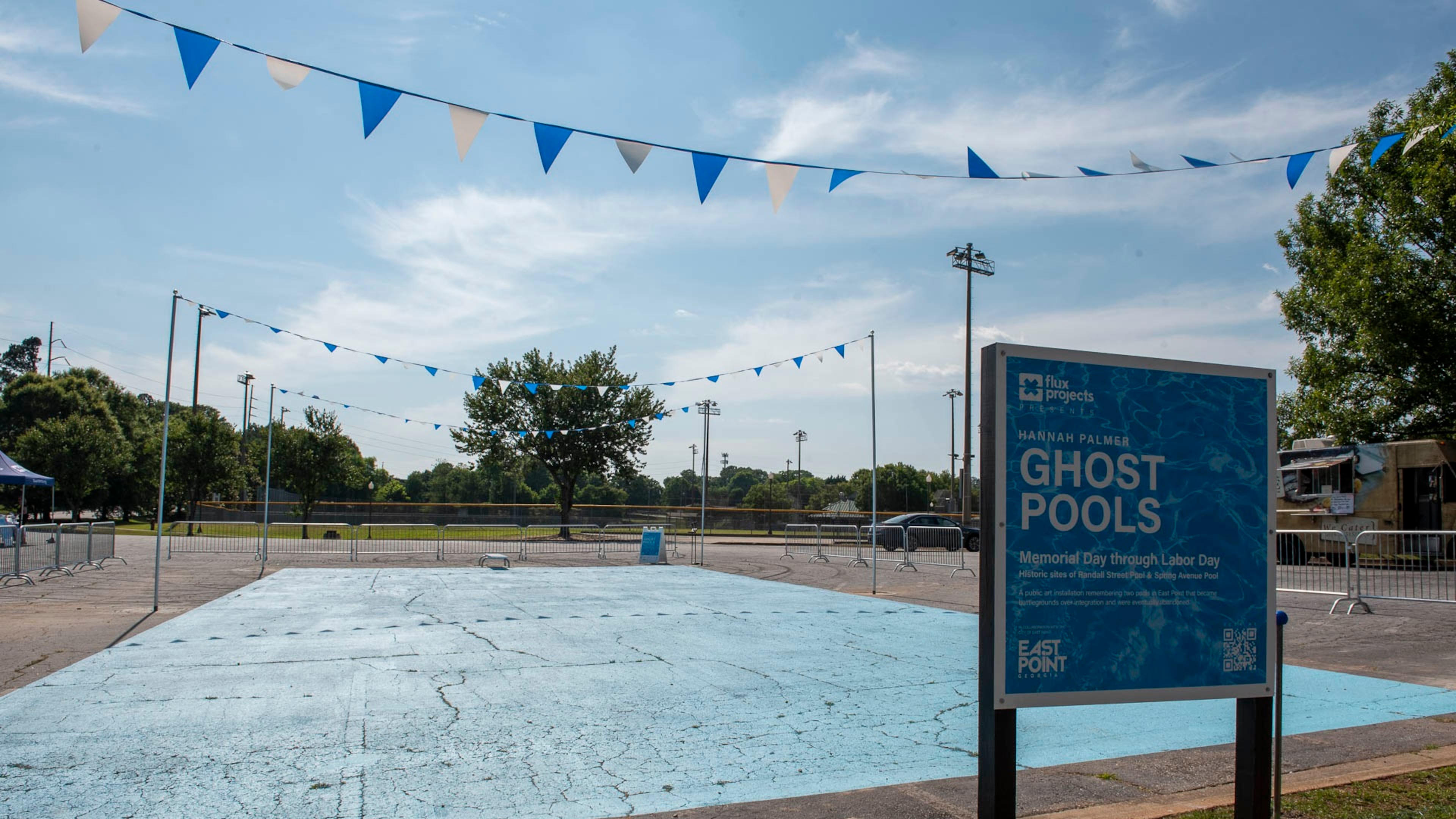 The Randall Street installation (shown here) was recently removed. But the Spring Avenue installation remains on view 24 hours a day through Sept. 9. Photo: Courtesy of Flux Projects / Julie Yarbrough