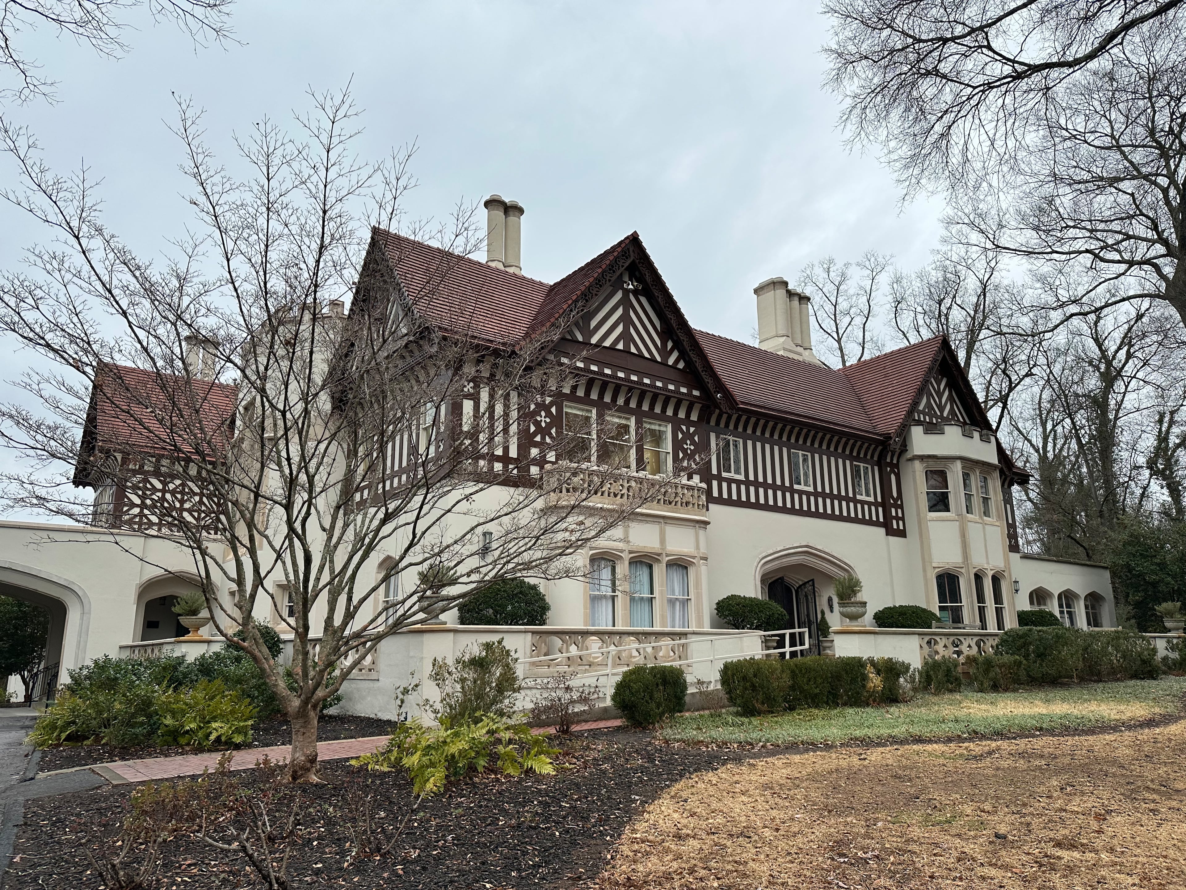 Scouts for film and TV love the unique Tudor look of Callanwolde Fine Arts Center in the Druid Hills neighborhood. This photo was taken Jan. 23, 2026. (Rodney Ho/AJC)