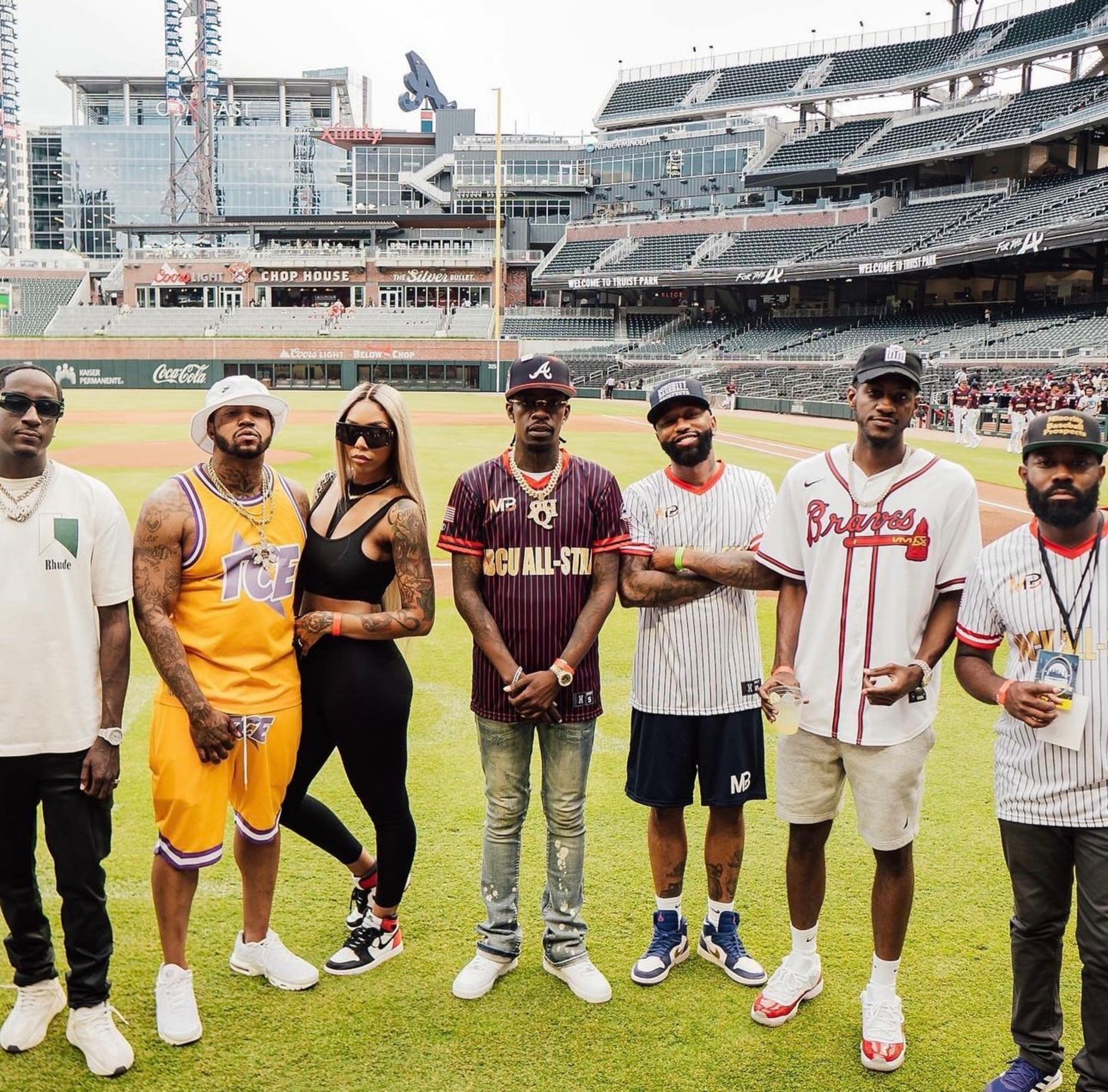 Minority Prospects invited Rich Homie Quan (center) to throw out the first pitch at their annual HBCU all-star game.