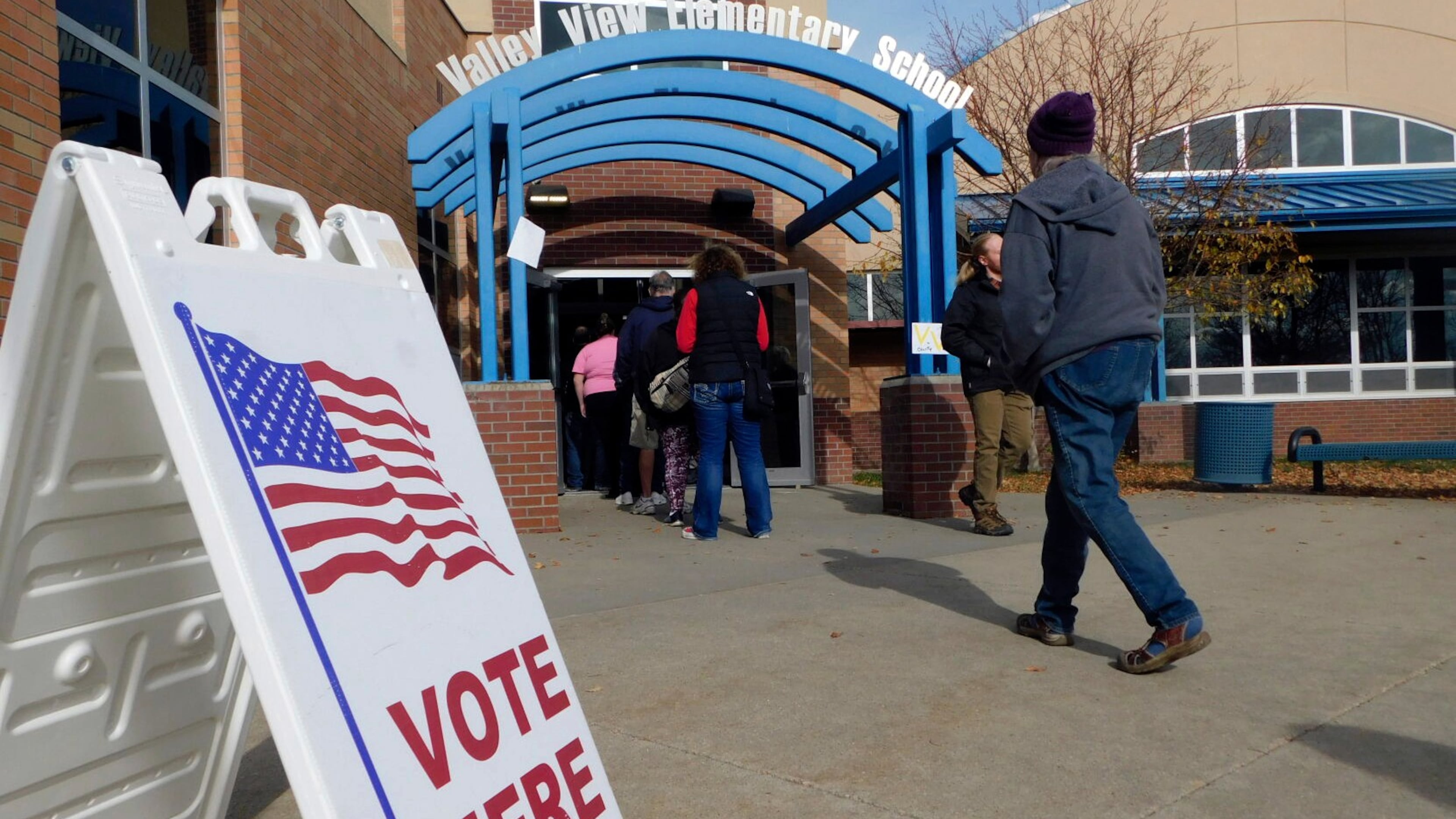 FILE - Pennigton County voters head to the polls at Valley View Elementary School Gym on Election Day, Nov. 5, 2024, in Rapid City, S.D. (Madison Willis/Rapid City Journal via AP, File)