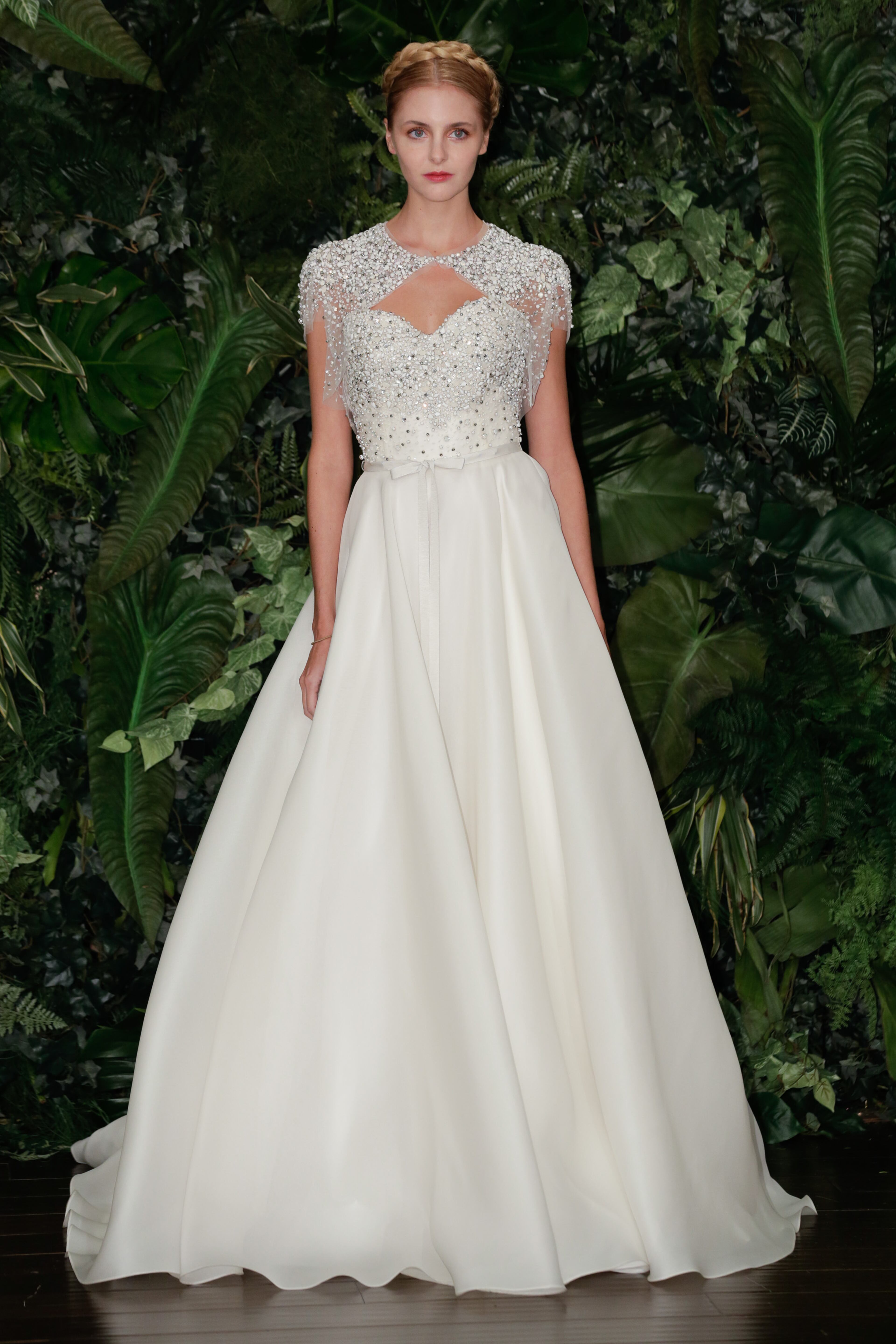 A model poses during the Naeem Khan Fall/Winter 2014 Bridal Collection presentation and reception on Oct. 12, 2013, in New York City.