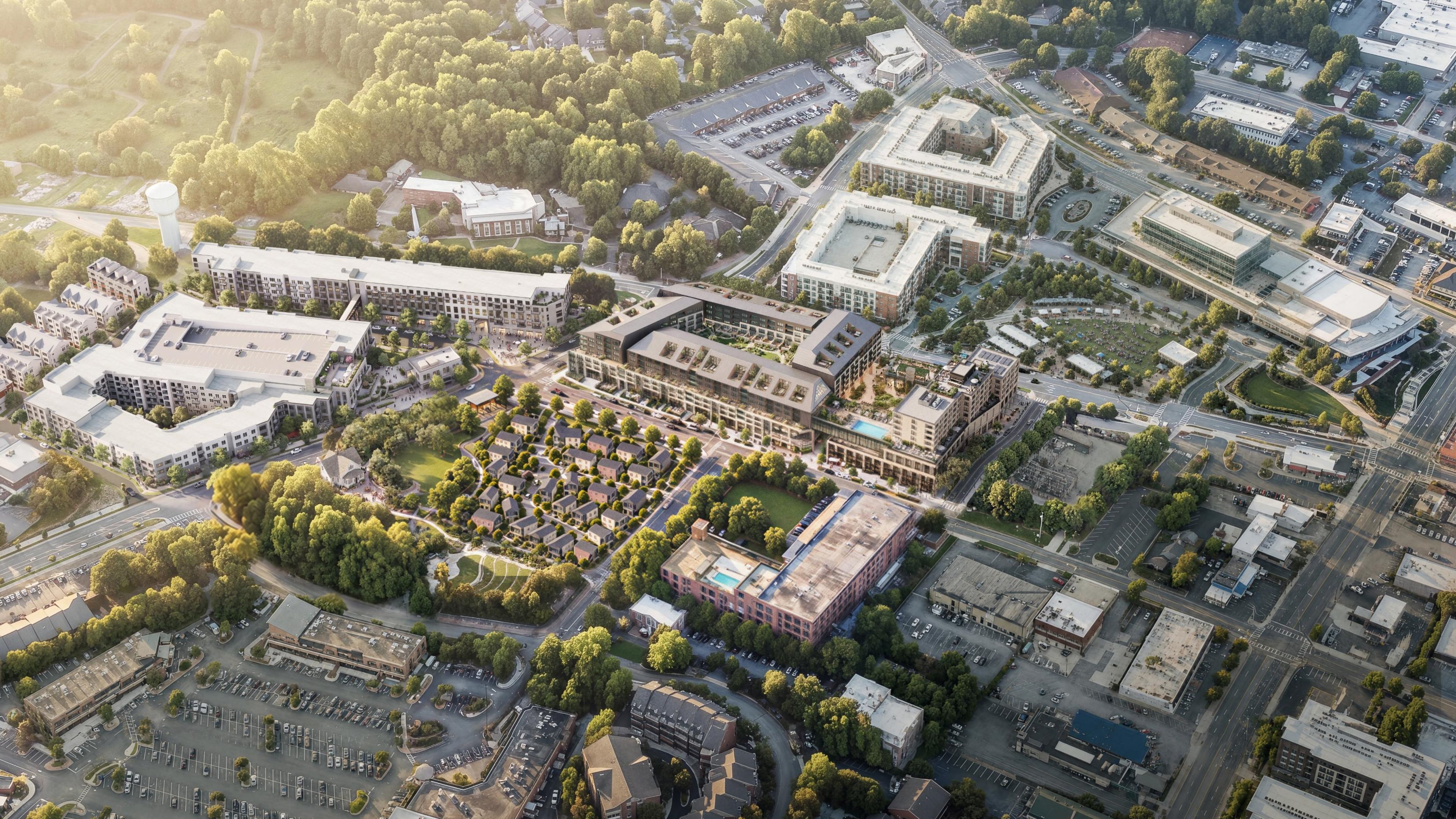 This rendering shows an aerial view of the proposed expansion of City Springs. (Courtesy of city of Sandy Springs)