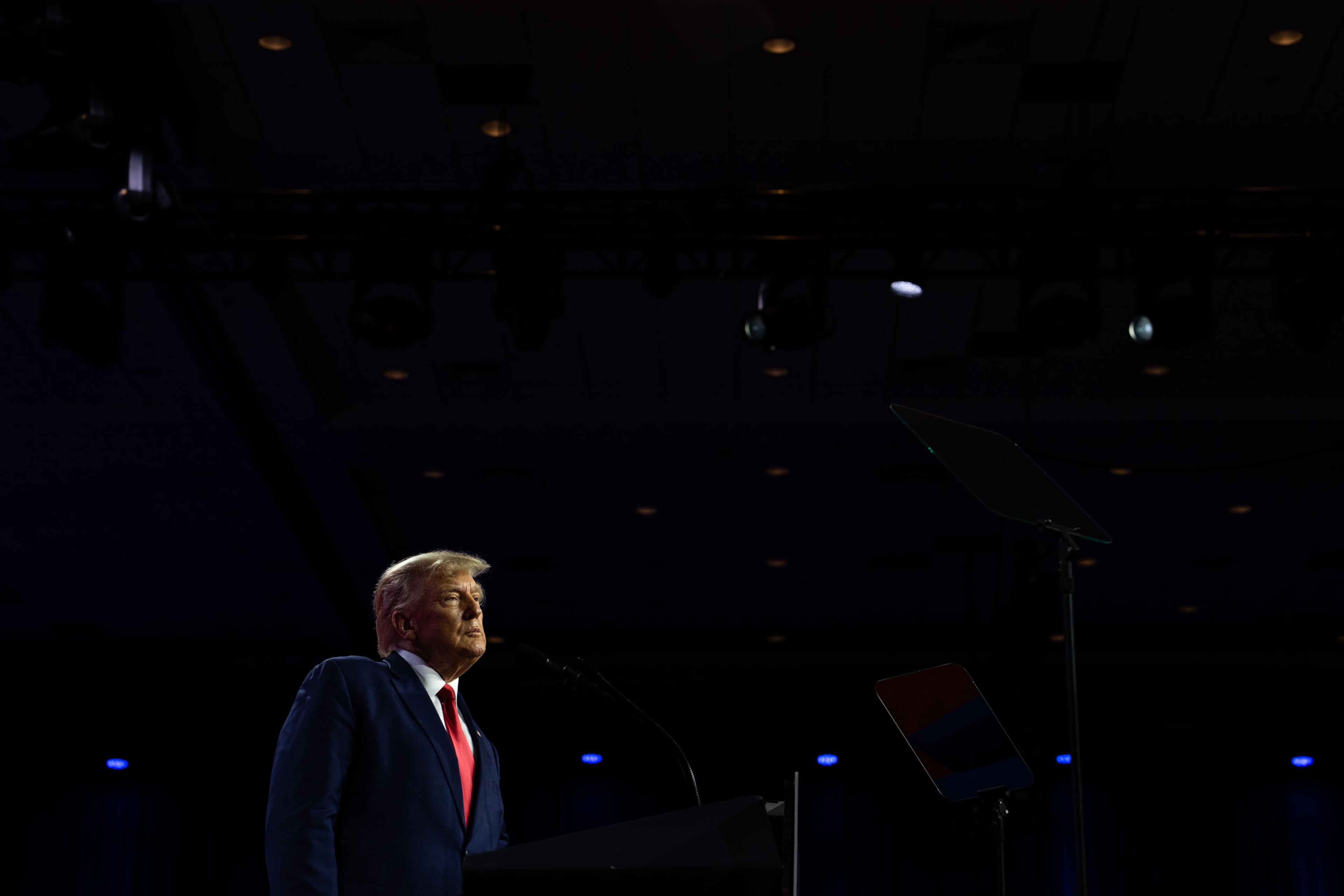 FILE — Former President Donald Trump addresses the Conservative Political Action Conference (CPAC) in National Harbor, Md., on March 4, 2023. A Manhattan grand jury voted to indict Trump on Thursday, March 30, 2023, for his role in paying hush money to a porn star, according to four people with knowledge of the matter. (Haiyun Jiang/The New York Times)