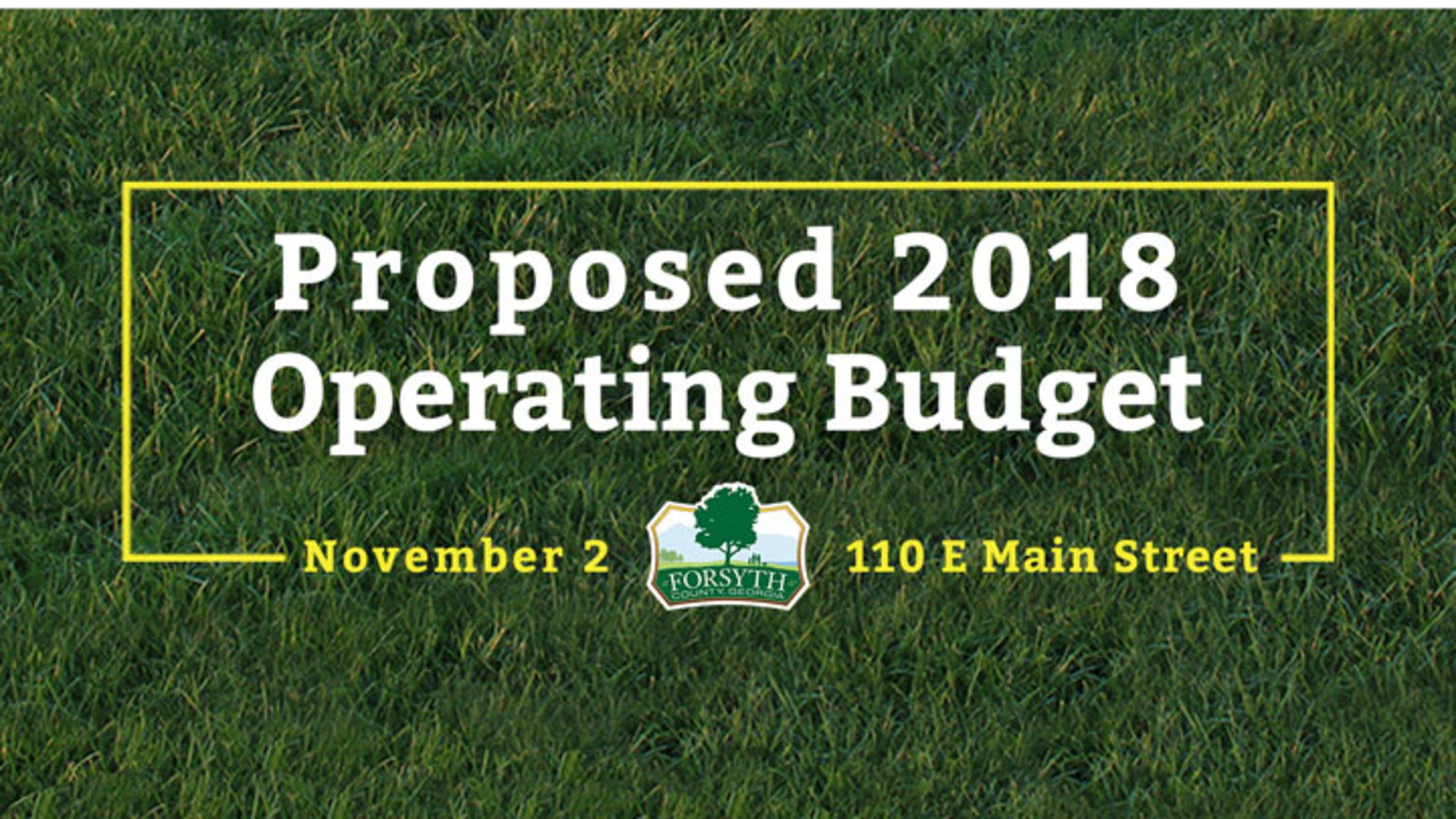 Forsyth County’s tentative 2018 budget plan will get an airing at a Nov. 2 public hearing