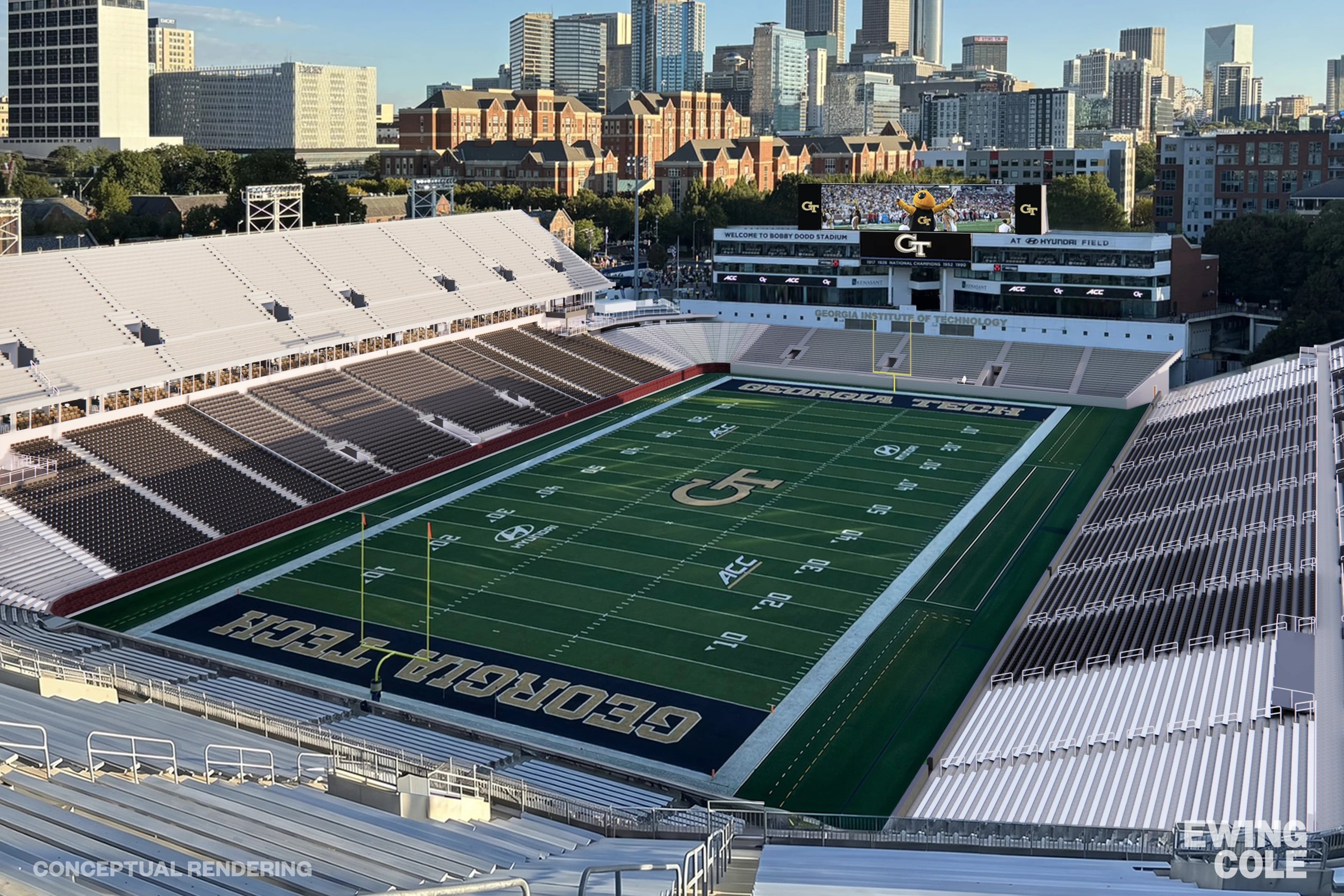 Georgia Tech Athletics released a conceptual rendering of the seating bowl design for Bobby Dodd Stadium at Hyundai Field on Monday, June 22, 2026. Renovations are scheduled to begin immediately following the conclusion of the 2026 season and be completed ahead of the 2027 campaign. (Georgia Tech Athletics)
