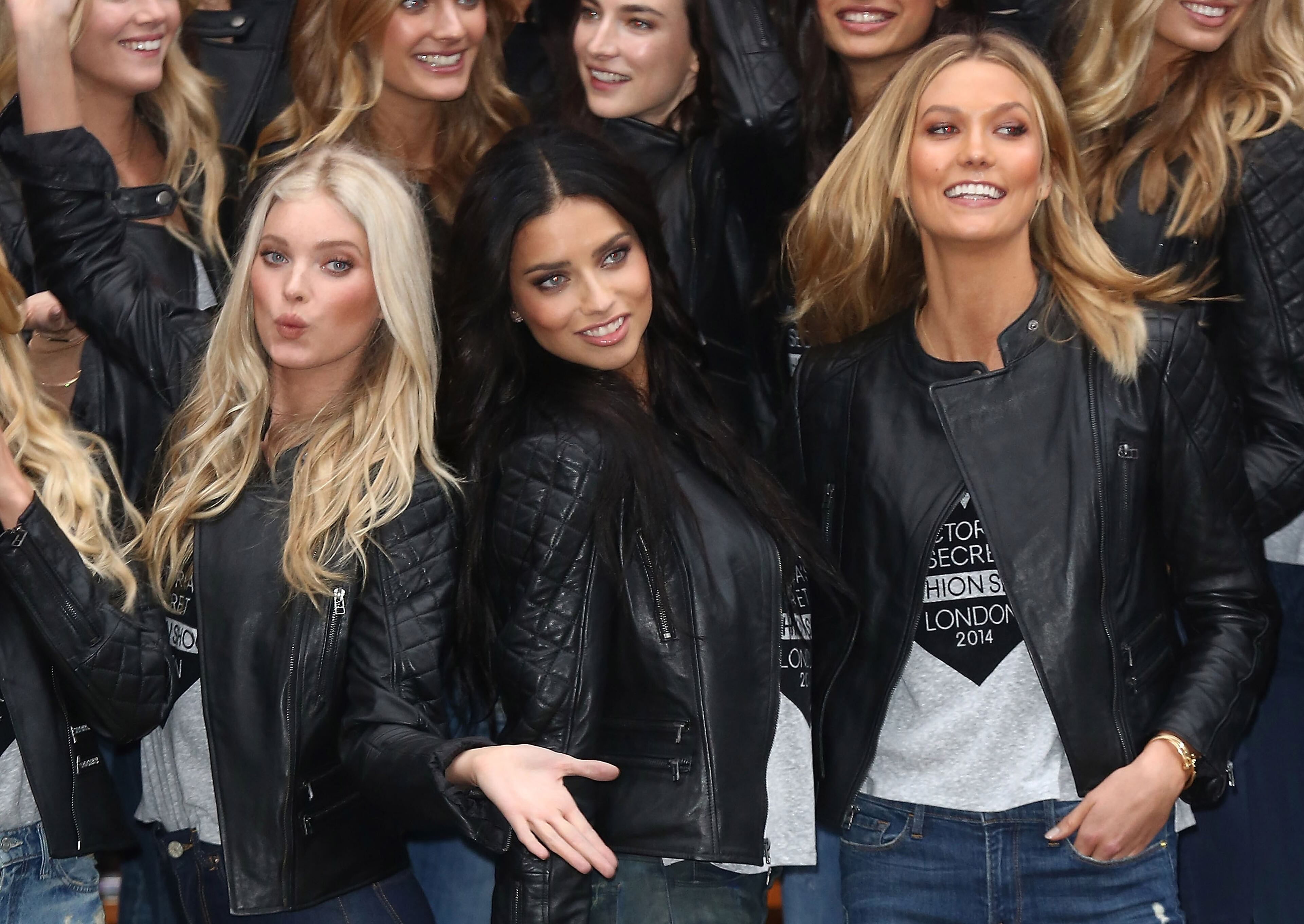 (L-R) Models Elsa Hosk, Adriana Lima and Karlie Kloss attend a photocall for the Victoria's Secret Angels ahead of the annual fashion show at Victoria's Secret New Bond Street on December 1, 2014 in London, England. (Photo by Tim P. Whitby/Getty Images)