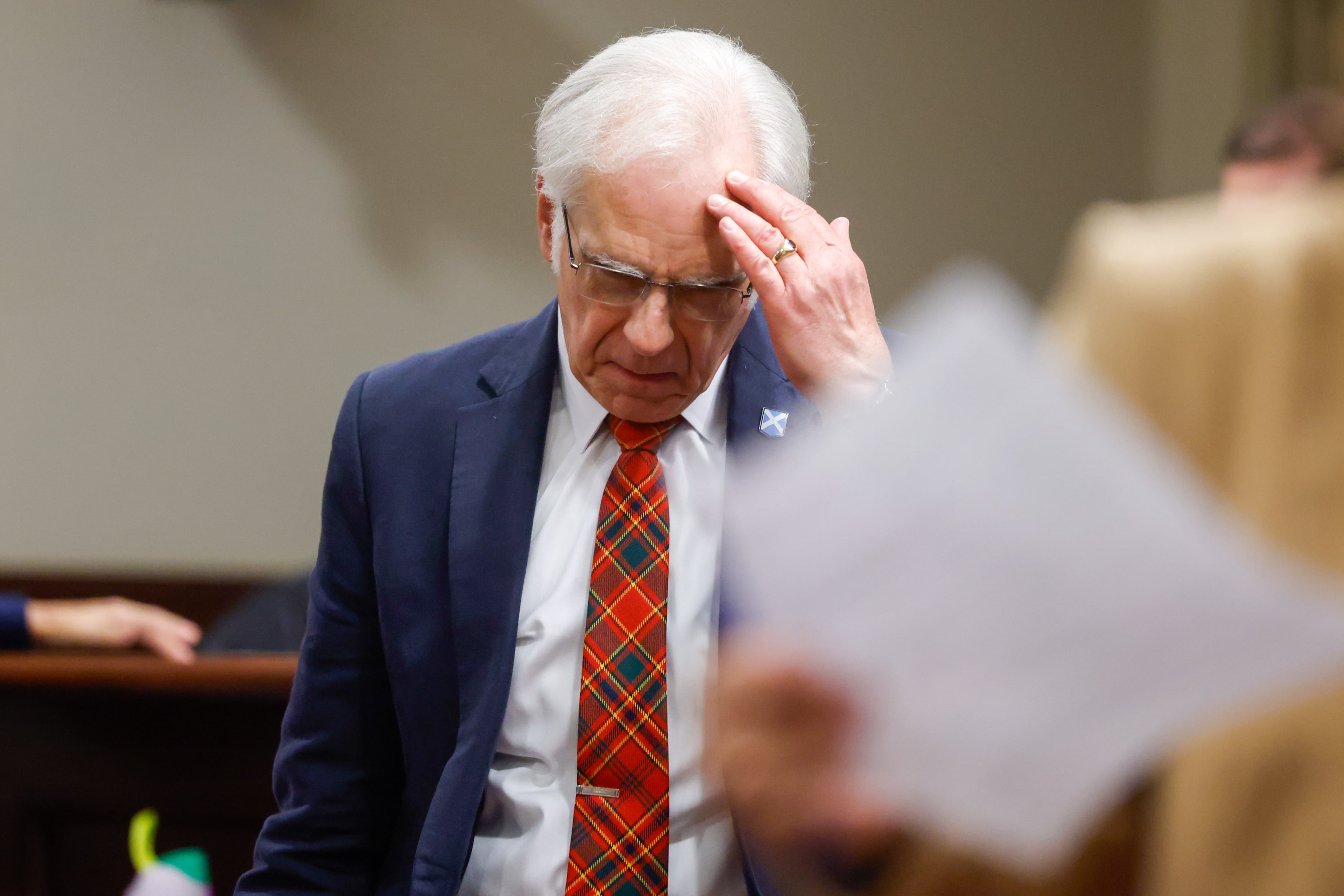 Charlton Allen, defense attorney for Colt Gray, appears at Gray’s plea hearing at Barrow County Superior Court on Friday, July 24, 2026, in Winder. (Arvin Temkar/AJC)