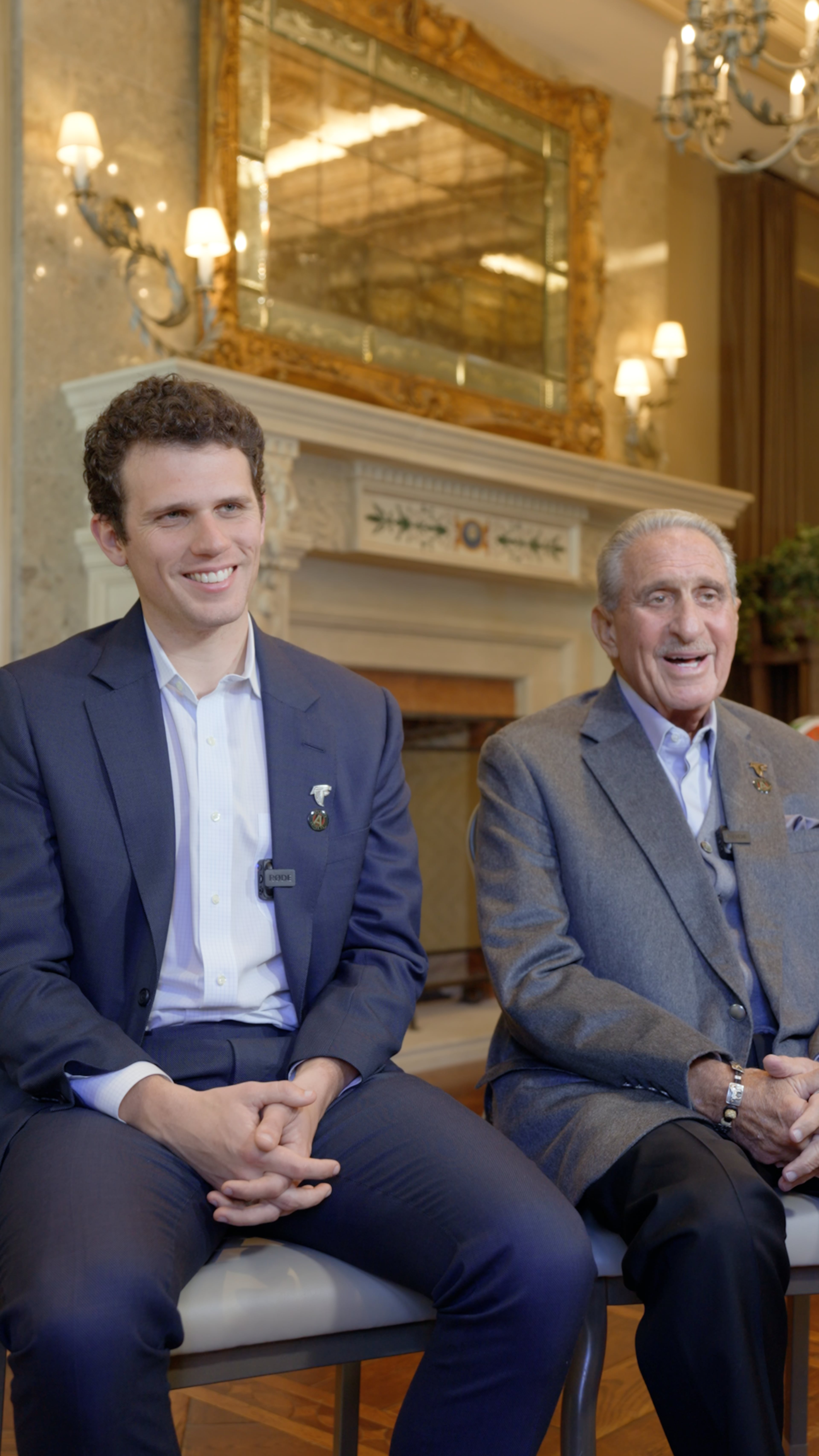 When asked if son Josh Blank's choice to play soccer in his youth was the eventual catalyst for the World Cup coming to Atlanta decades later, Arthur Blank (right) said Monday, May 4, 2026: “I haven’t really thought about it that way. I mean, there’s a chance that’s true.” (Keith Lovely Jr./AJC)
