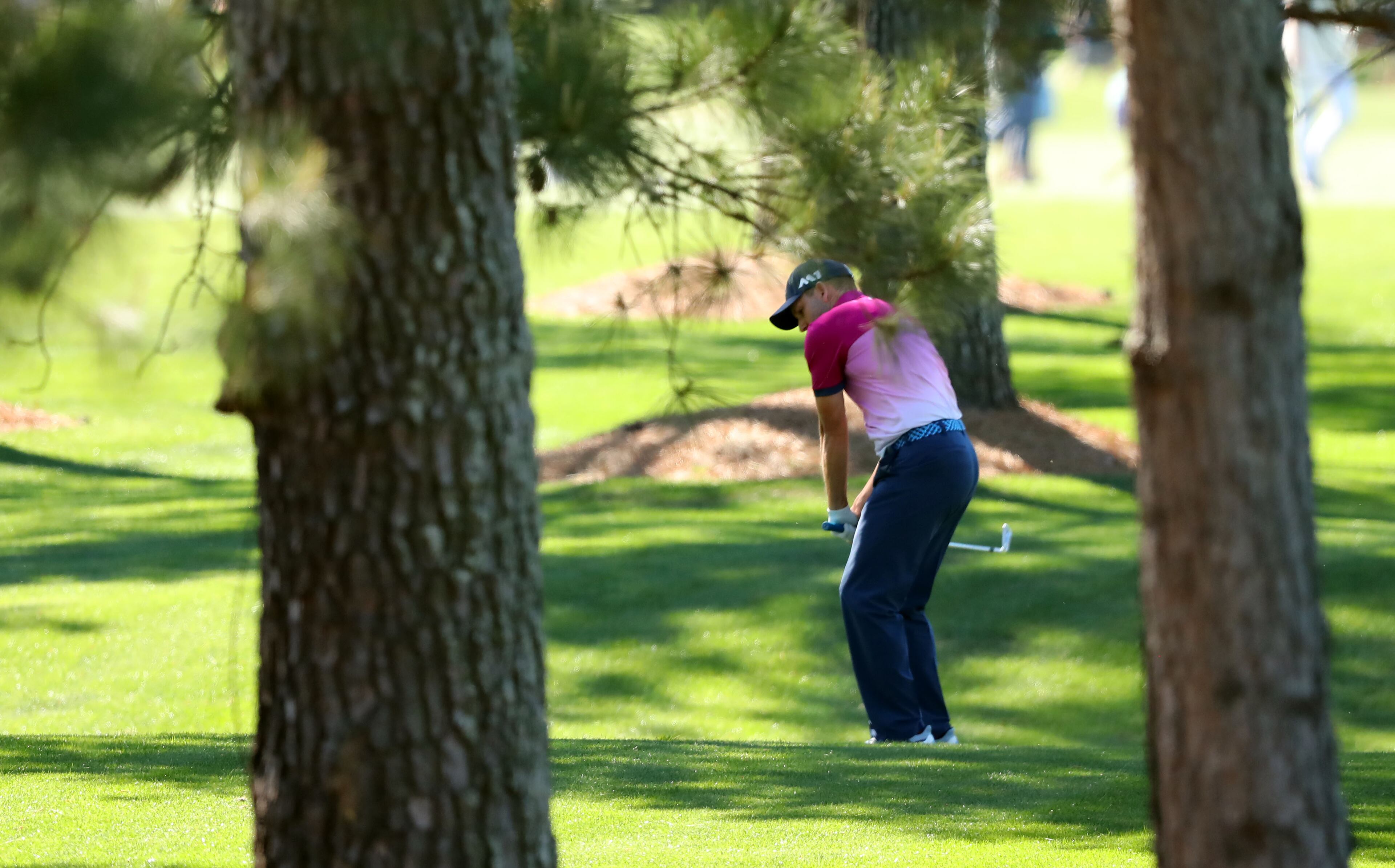 April 8, 2017 AUGUSTA Sergio Garcia hits from the woods on the 7th hole. Play begins in the third round of the 81st Masters tournament at the Augusta National Golf Club, Saturday, April 8, 2017. CURTIS COMPTON/ AJC