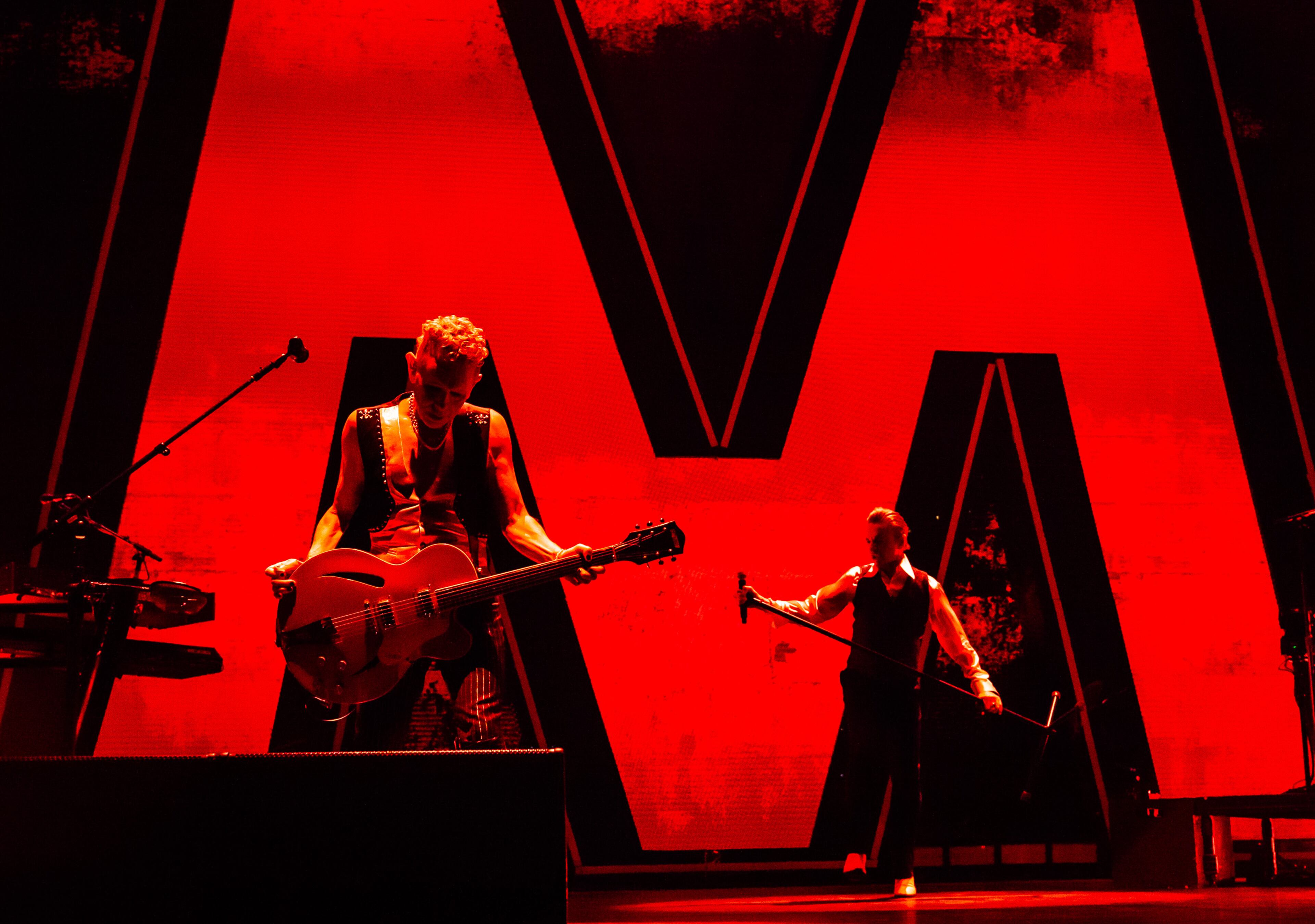 Depeche Mode play to a sold out crowd at State Farm Arena on Oct. 15, 2023. (Ryan Fleisher for The Atlanta Journal-Constitution)