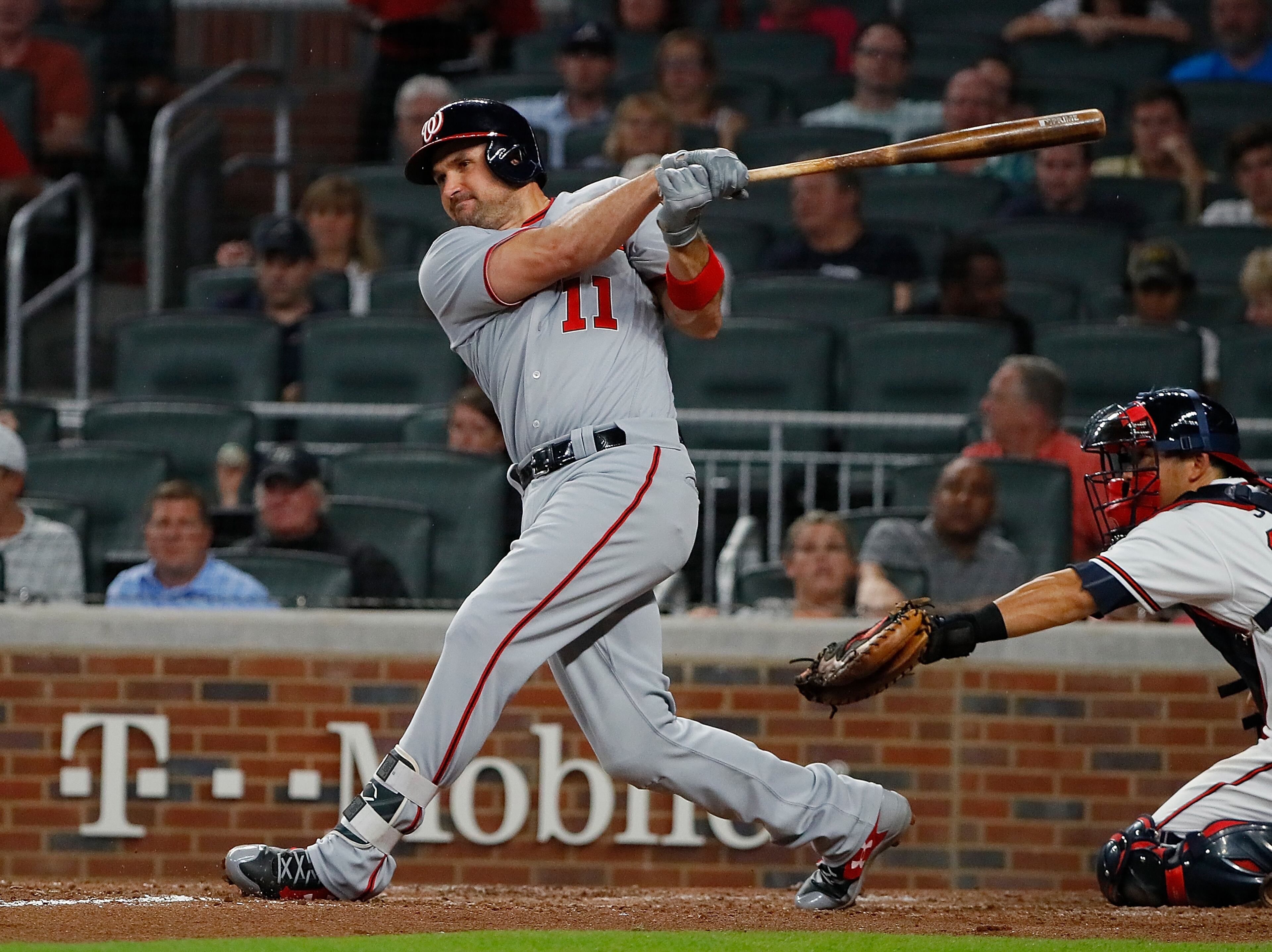 ATLANTA, GA - SEPTEMBER 19: Ryan Zimmerman #11 of the Washington Nationals bats in the fifth inning against the Atlanta Braves at SunTrust Park on September 19, 2017 in Atlanta, Georgia. (Photo by Kevin C. Cox/Getty Images)