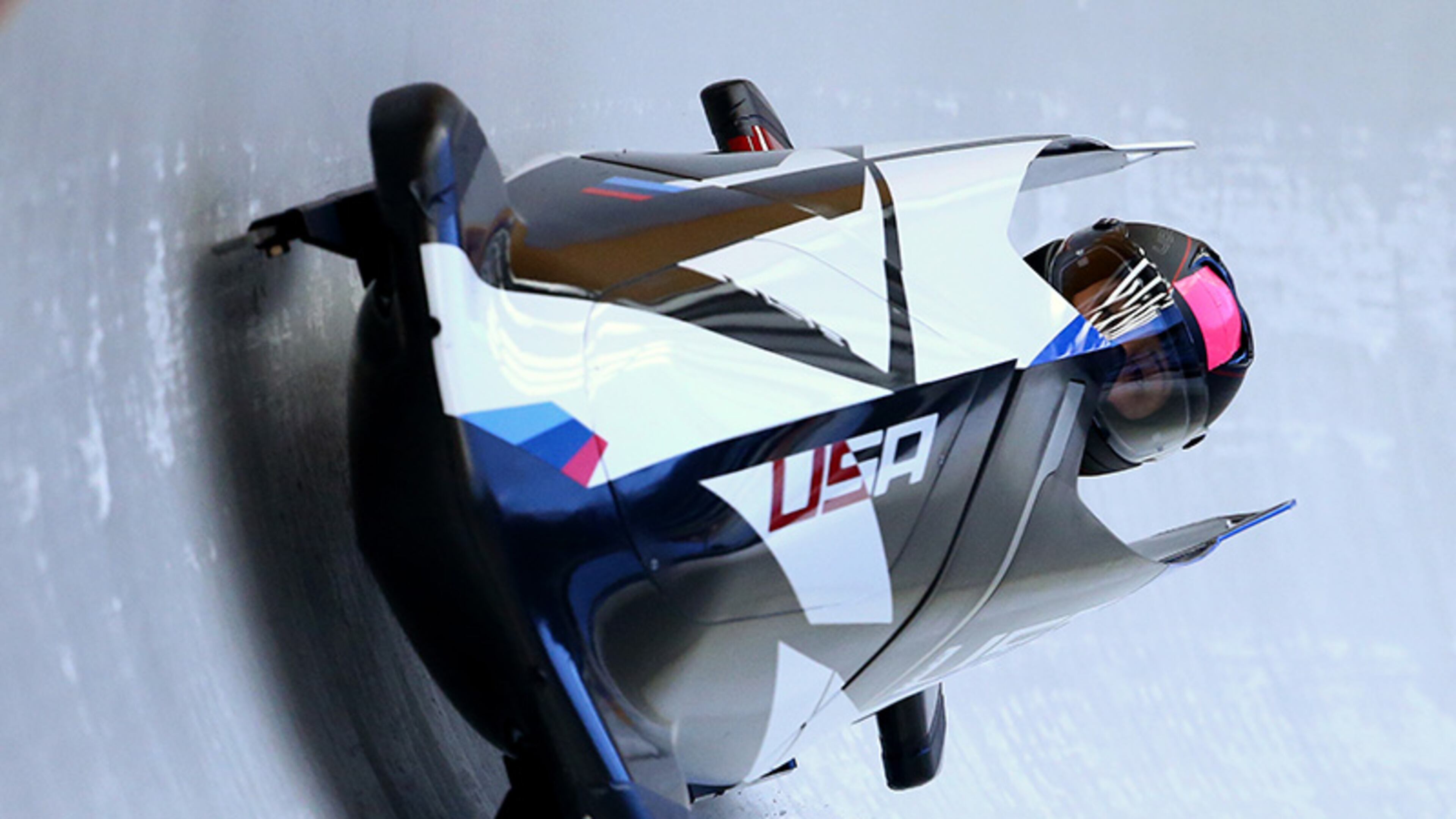 Elana Meyers of the United States pilots a run during a Women's Bobsleigh training session on Feb. 14, 2014, at the Sochi 2014 Winter Olympics at the Sanki Sliding Center in Sochi, Russia.