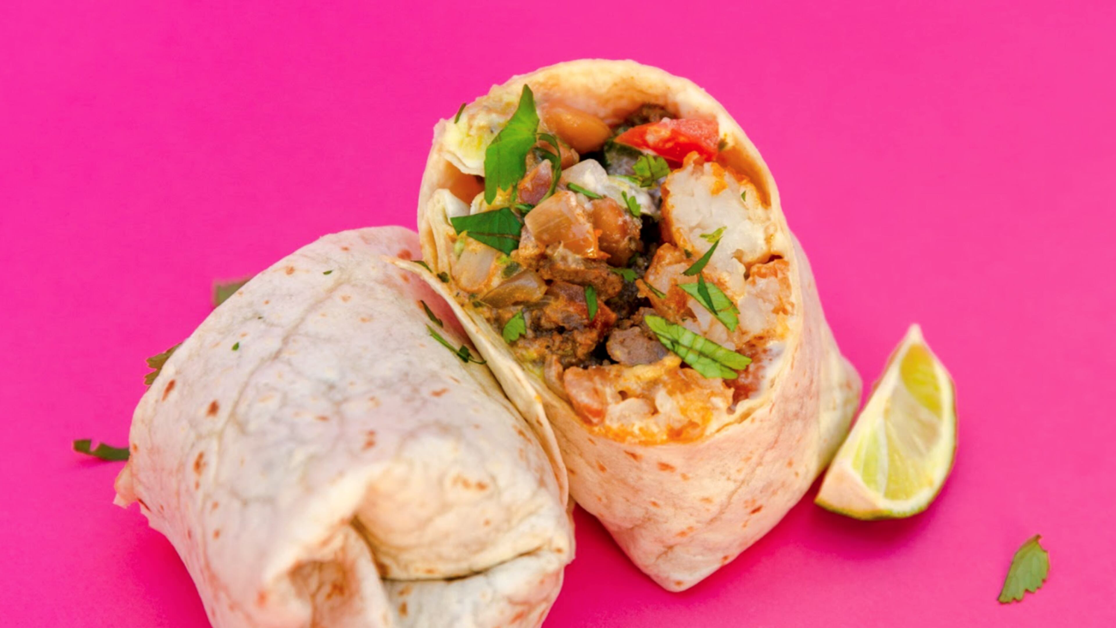 The Surfer's Burrito from the menu of the Queso Shop.