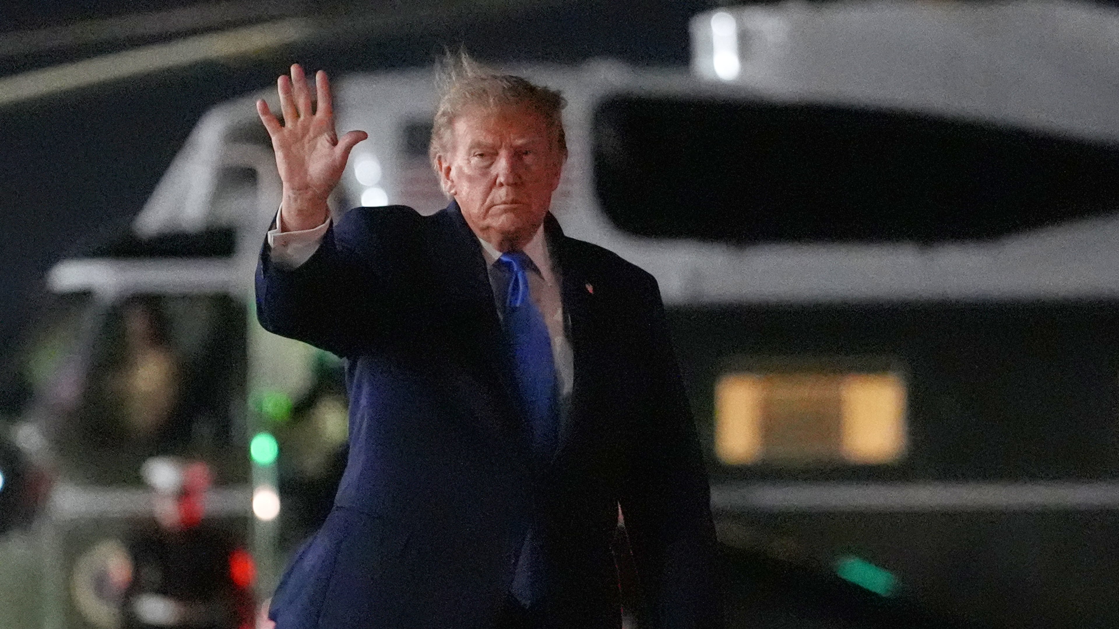 President Donald Trump walks from Marine One to board Air Force One at John F. Kennedy International Airport, Tuesday, Sept. 22, 2026, in New York. (AP Photo/Julia Demaree Nikhinson)