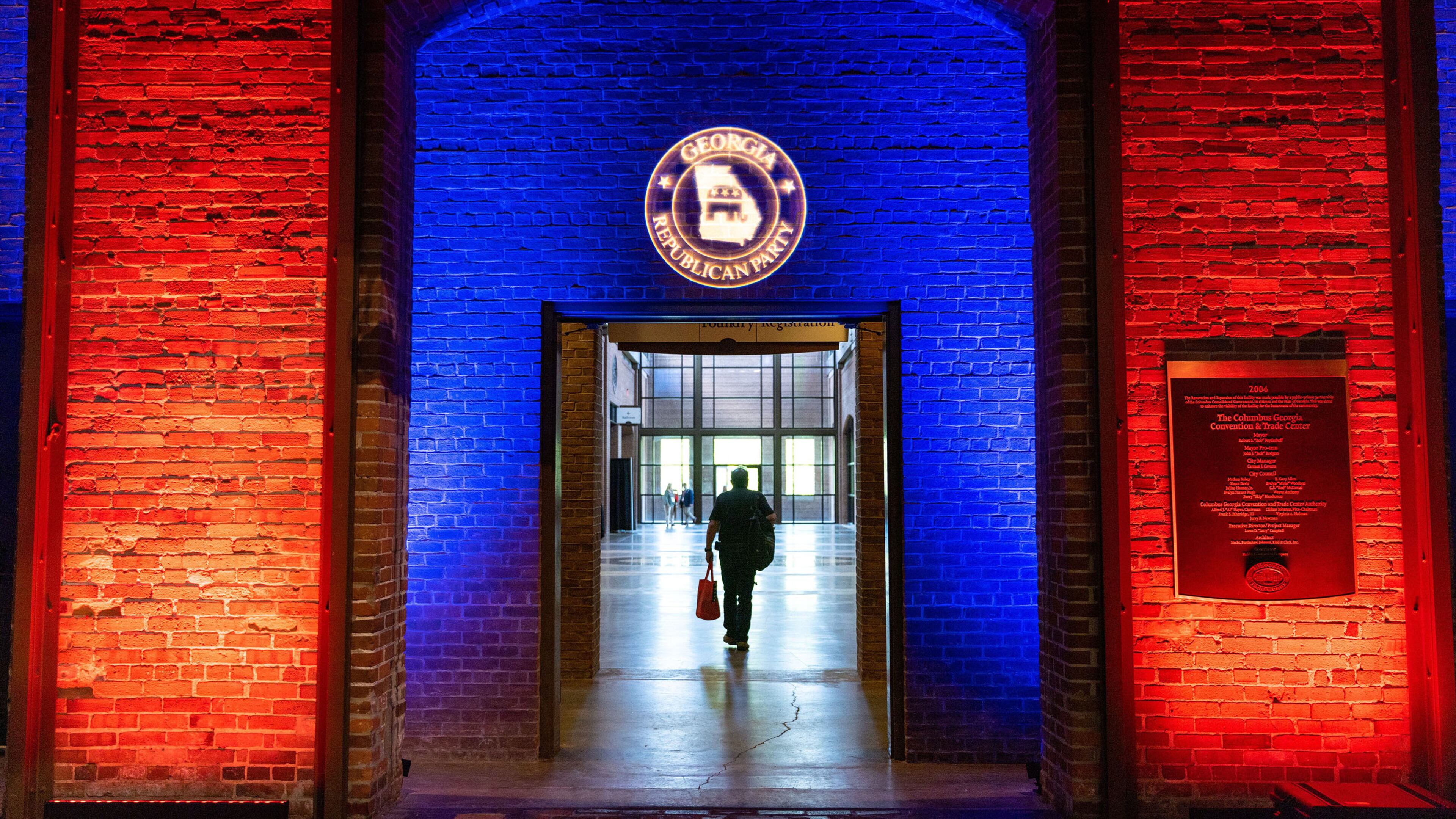 An attendee is seen at the Georgia GOP convention in Columbus on Friday, June 9, 2023. (Arvin Temkar/The Atlanta Journal-Constitution/TNS)