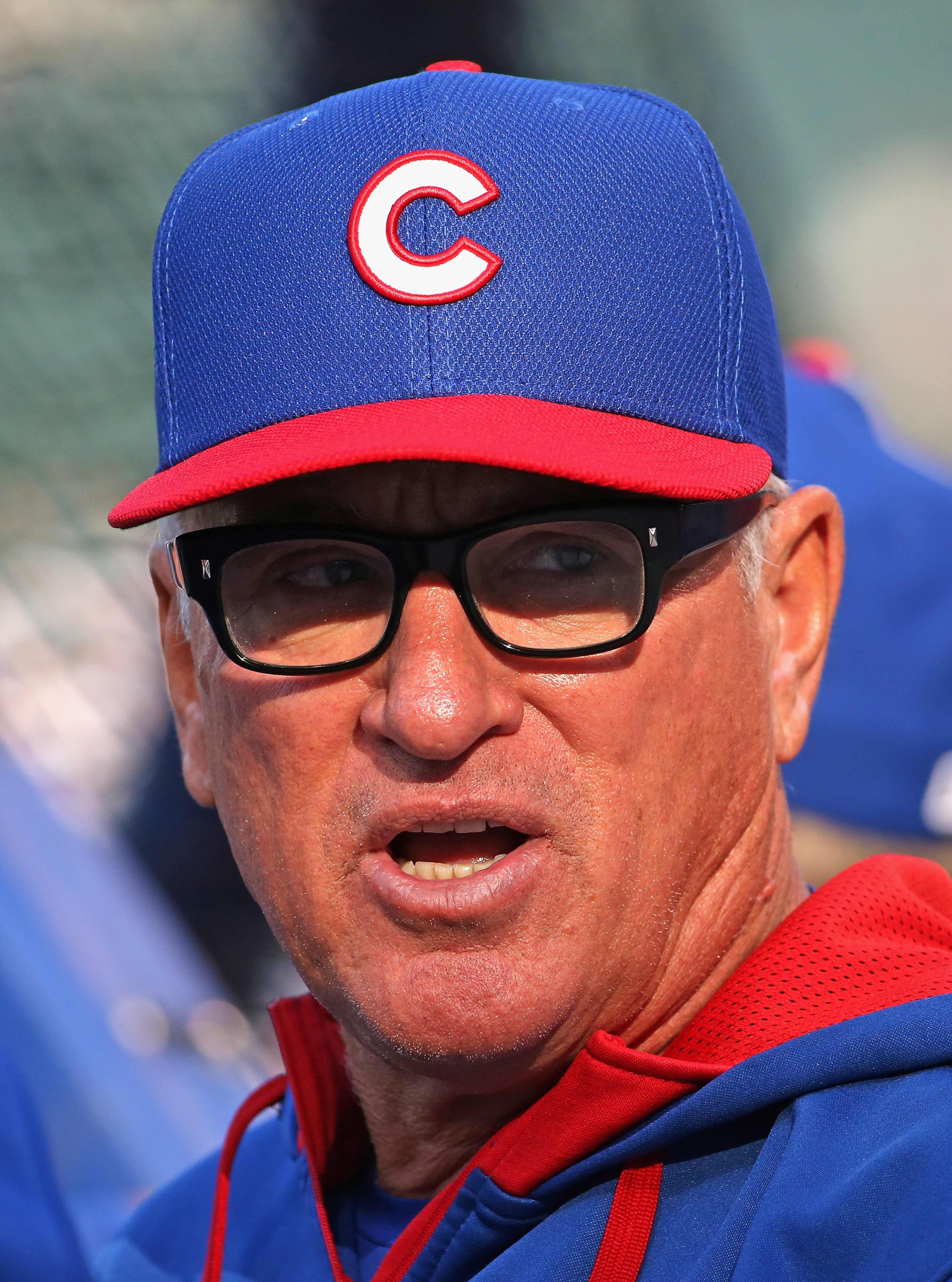 CHICAGO, IL - APRIL 05: Manager Joe Maddon #70 of the Chicago Cubs watches batting practice before the Opening Night game between the Chicago Cubs and the St. Louis Cardinals at Wrigley Field on April 5, 2015 in Chicago, Illinois. (Photo by Jonathan Daniel/Getty Images)
