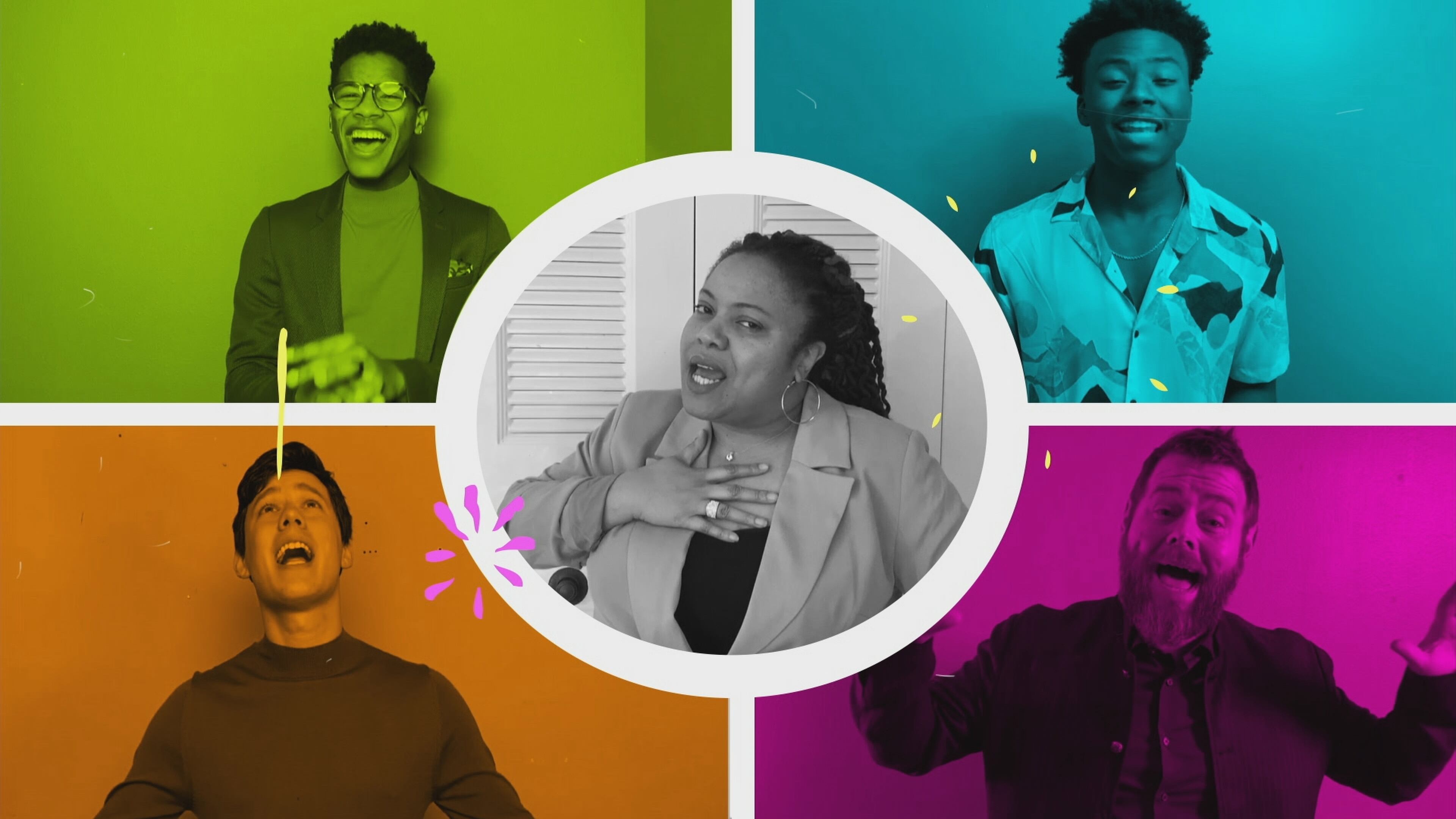 THE VOICE -- "Finale Part 1" Episode 1813A -- Pictured in this screen grab: (top row l-r) Thunderstorm Artis, CammWess; (bottom row l-r) Micah Iverson, Todd Tilghman; (center) Toneisha Harris -- (Photo by: NBC)