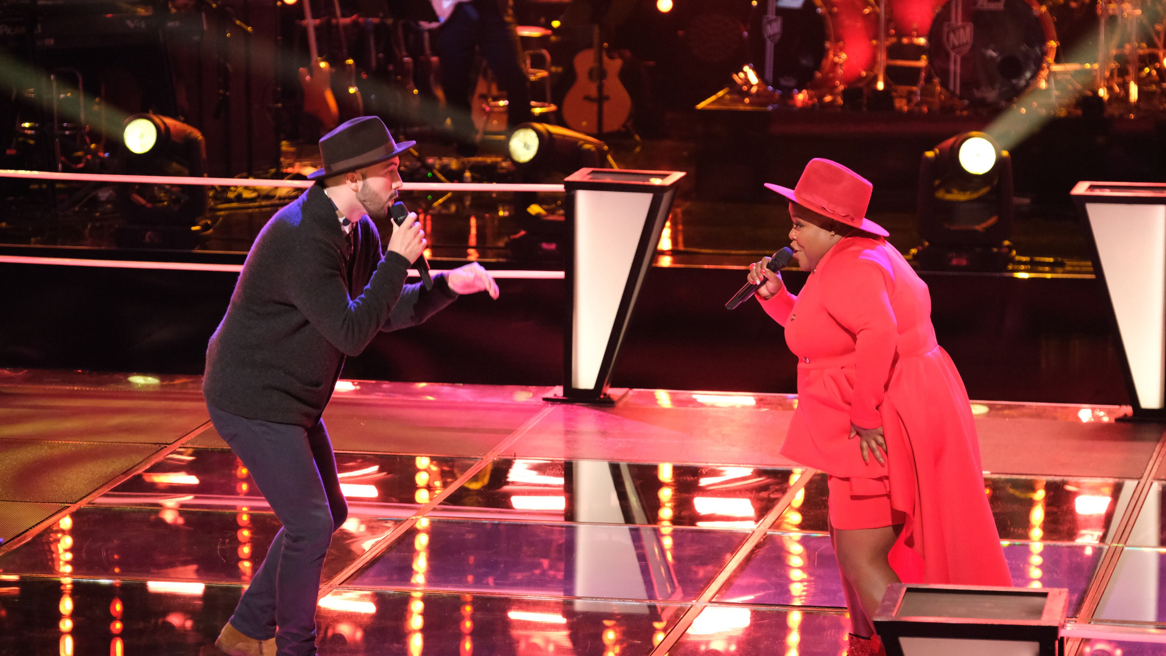 THE VOICE -- "Battle Rounds" Season 17 -- Pictured: (l-r) Alex Guthrie, Injoy Fountain -- (Photo by: Justin Lubin/NBC)