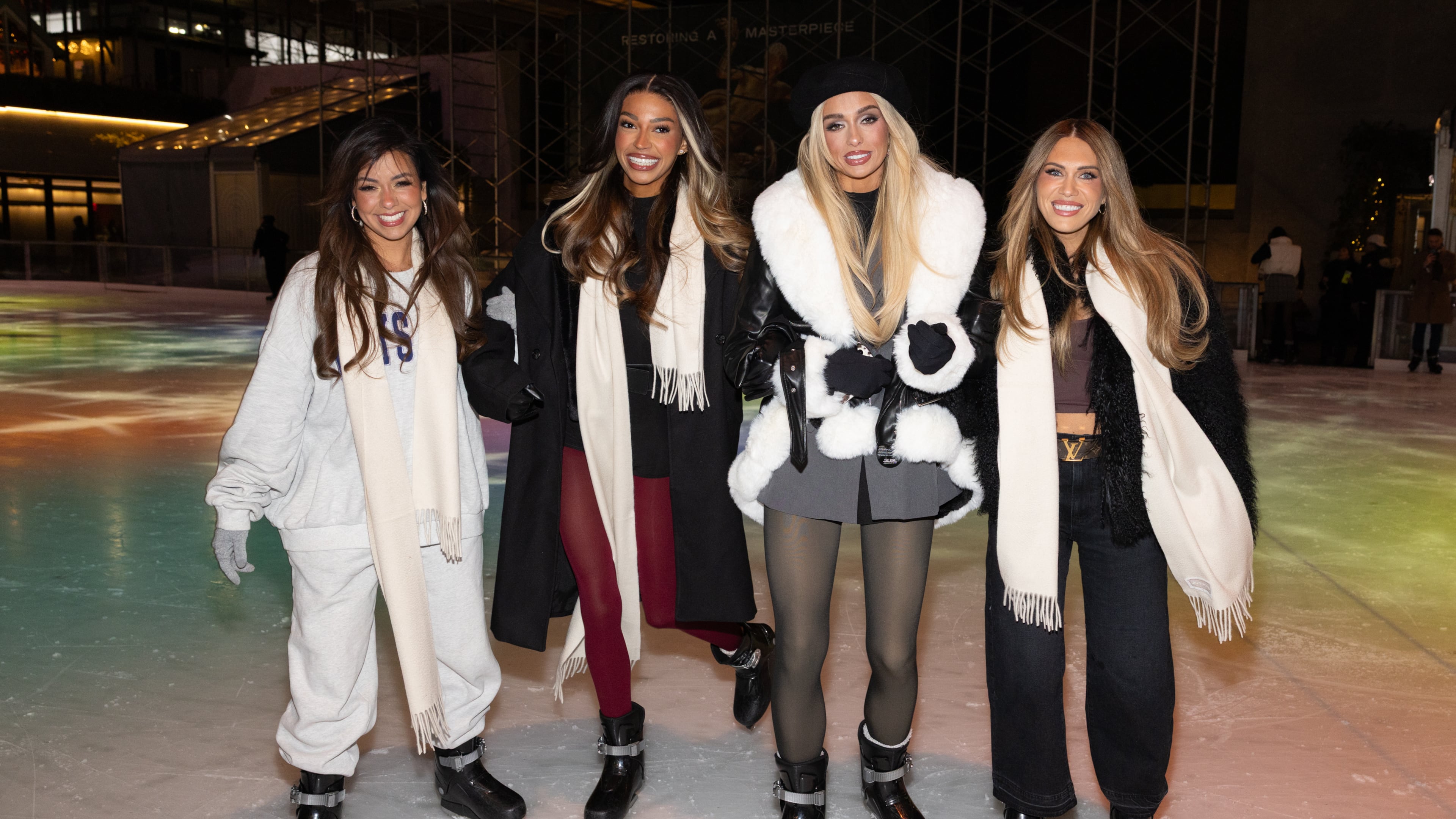 FILE - Jen Affleck, from left, Layla Taylor, Miranda McWhorter, and Jessi Draper Ngatikaura participate in Hulu's "The Secret Lives of Mormon Wives" photo call at The Rink at Rockefeller Plaza, Tuesday, Nov. 11, 2025, in New York. (Photo by CJ Rivera/Invision/AP, File)