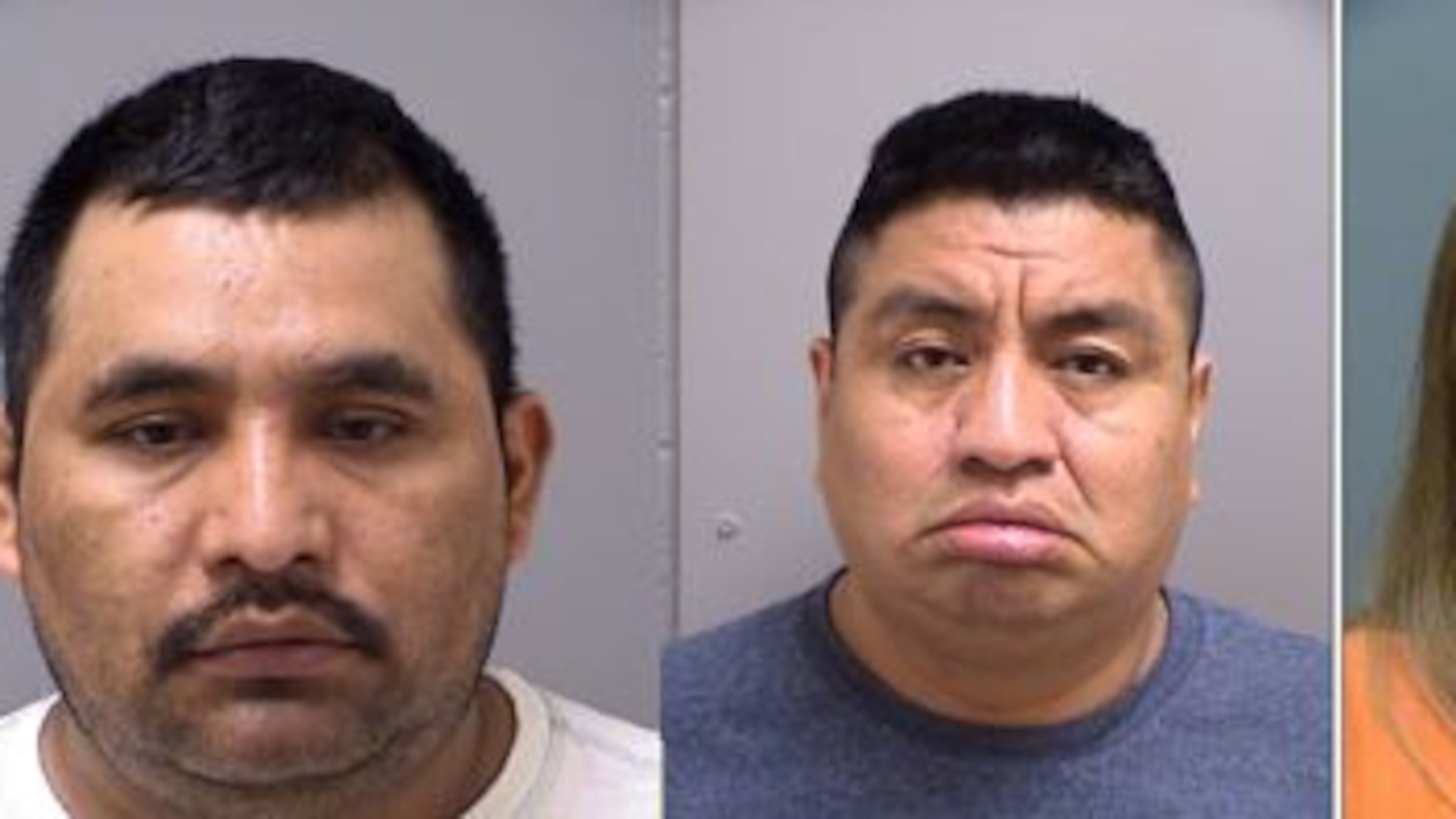 From left, Roberto Chavez-Duran, Juan Escabar-Tercero, Alicia Navarro Flores, Jesus Benigno Hernandez Velazquez, Aroldo Roca-Lara (Credit: Cherokee County Sheriff's Office)