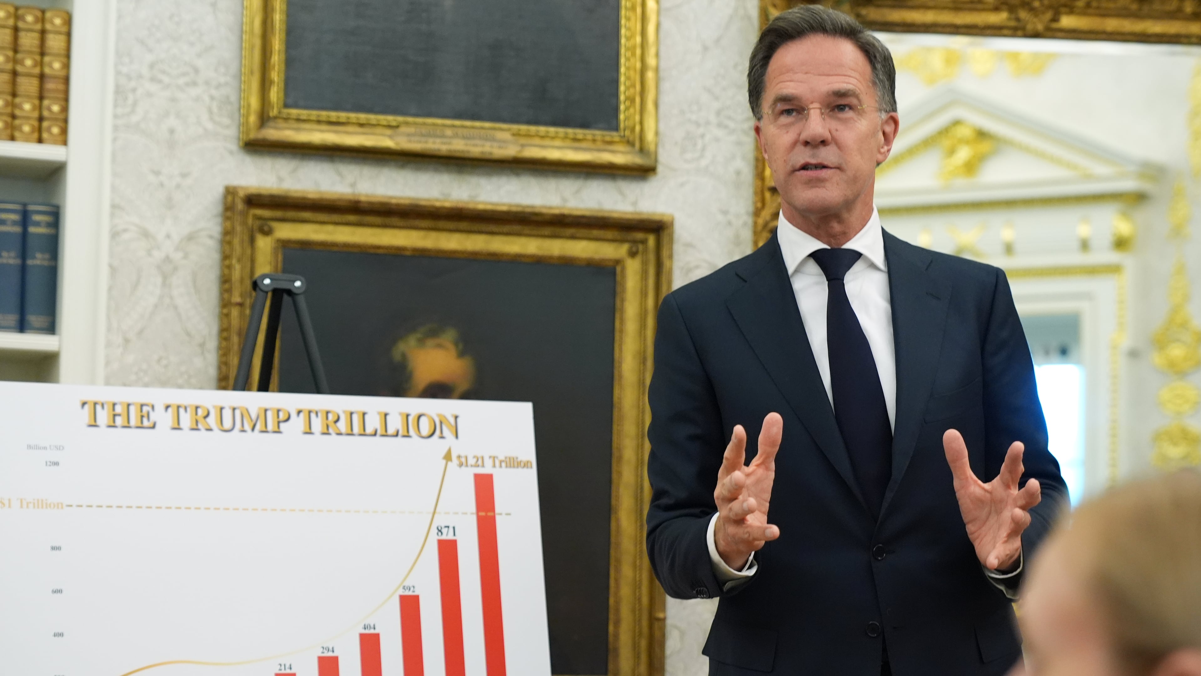 NATO Secretary General Mark Rutte speaks during a meeting with President Donald Trump in the Oval Office at the White House, Wednesday, June 24, 2026, in Washington. (AP Photo/Jacquelyn Martin)