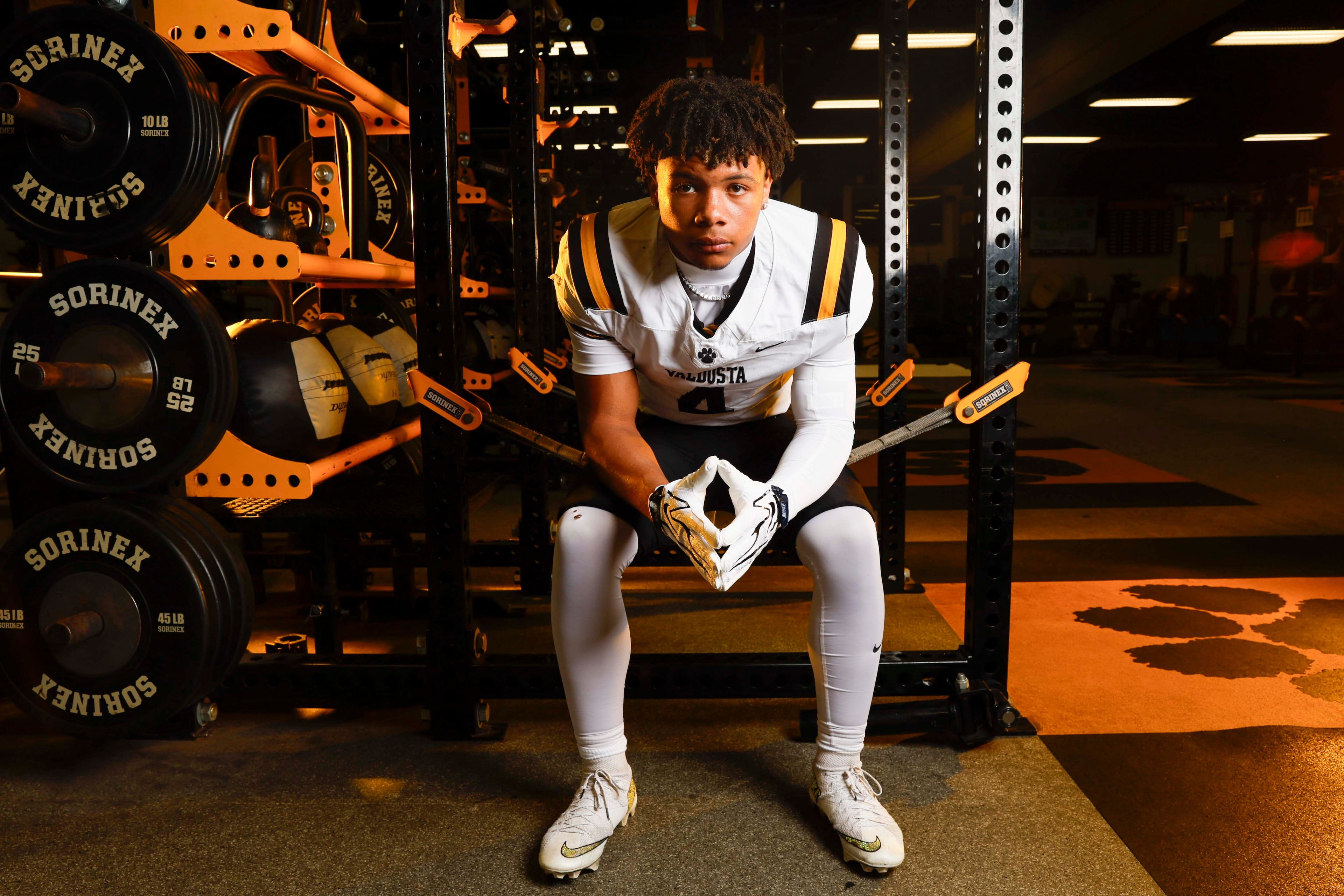 2026 AJC Super 11 Valdosta Marquis Fennell, a running back committed to Stanford University, poses for a portrait at Valdosta High School on Wednesday, July 29, 2026, in Valdosta, GA. (Miguel Martinez/AJC)
