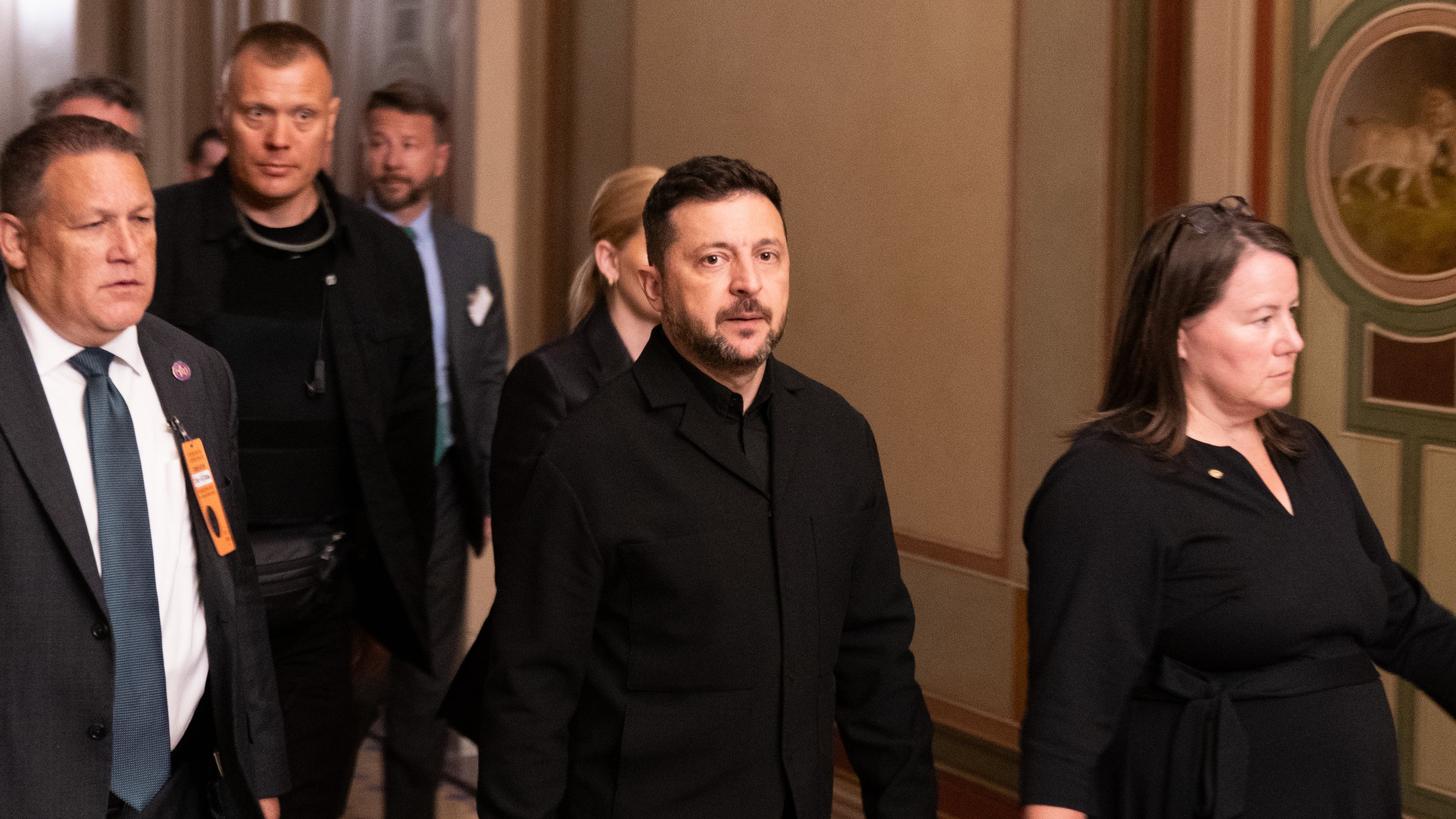 Ukraine's President Volodymyr Zelenskyy arrives at the U.S. Capitol, Tuesday, July 28, 2026, in Washington. (AP Photo/Allison Robbert)