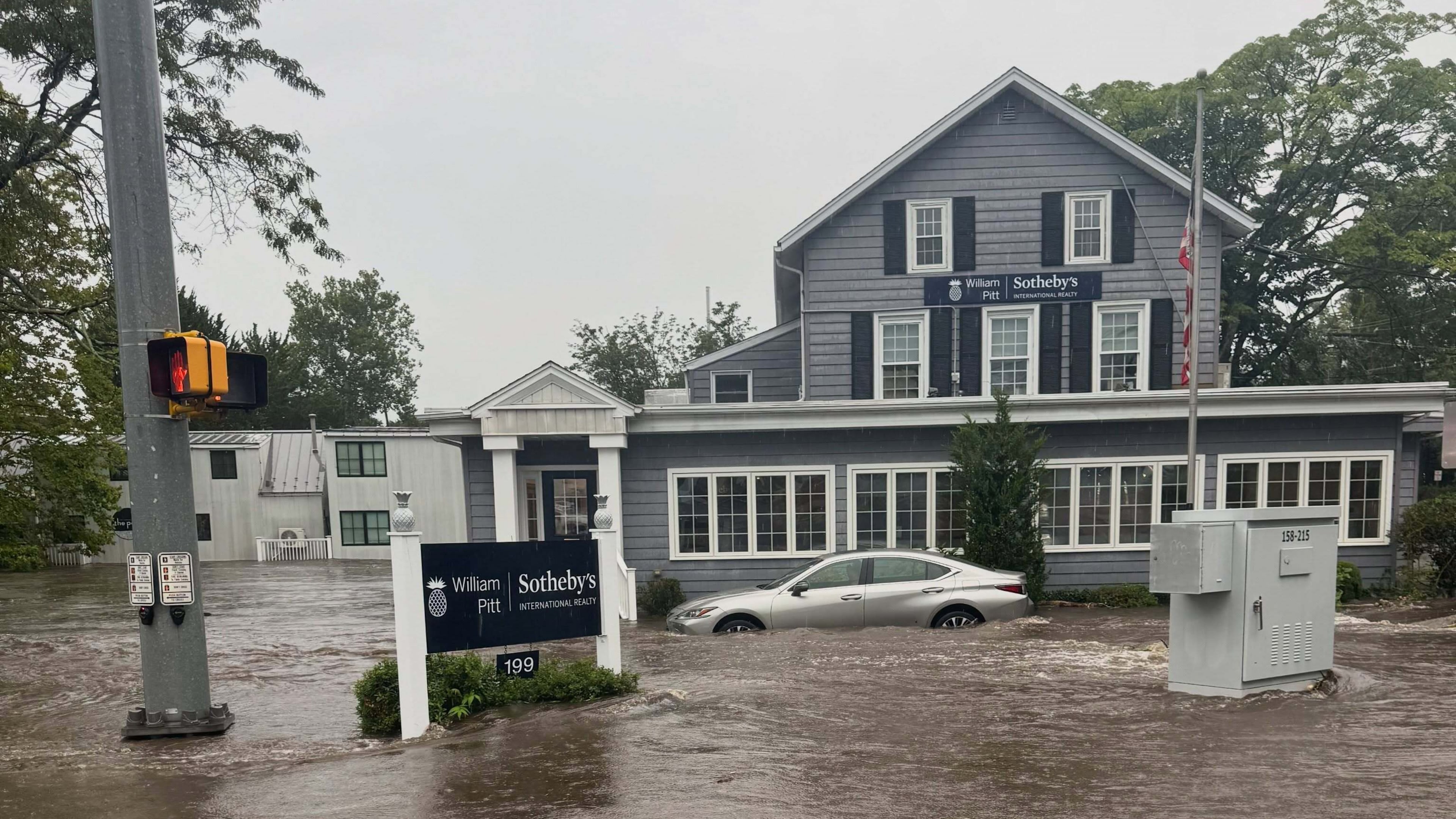 This photo provided by Westport Fire Department shows flash flooding in Westport, Conn., Sunday, Sept. 13, 2026. (Jennifer Petrosinelli/Westport Fire Department via AP)