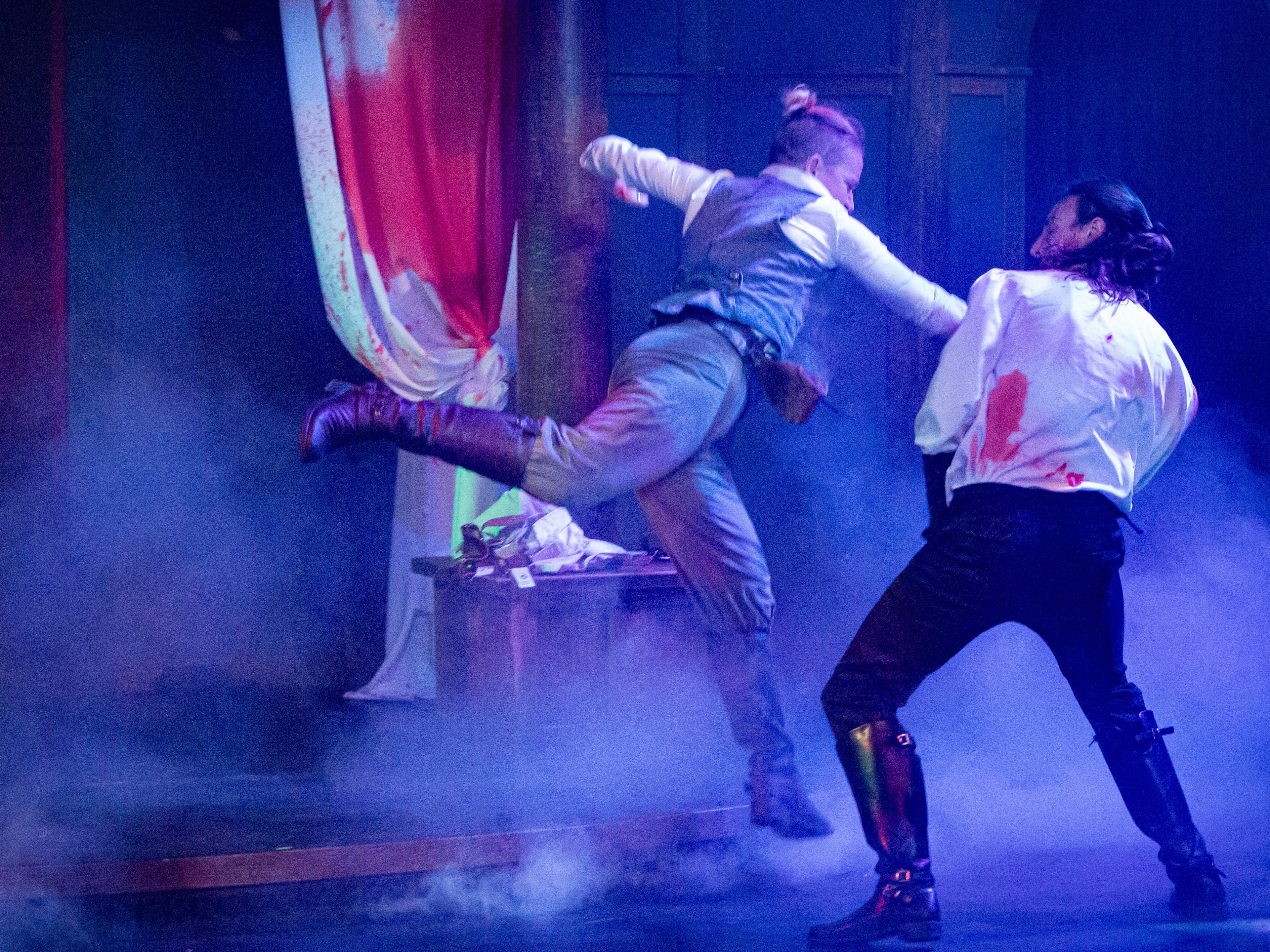 Dr. Van Helsing (Mary Ruth Ralston) doesn't her best to combat Dracula (Benedetto Robinson). Photo: Jeffrey Watkins