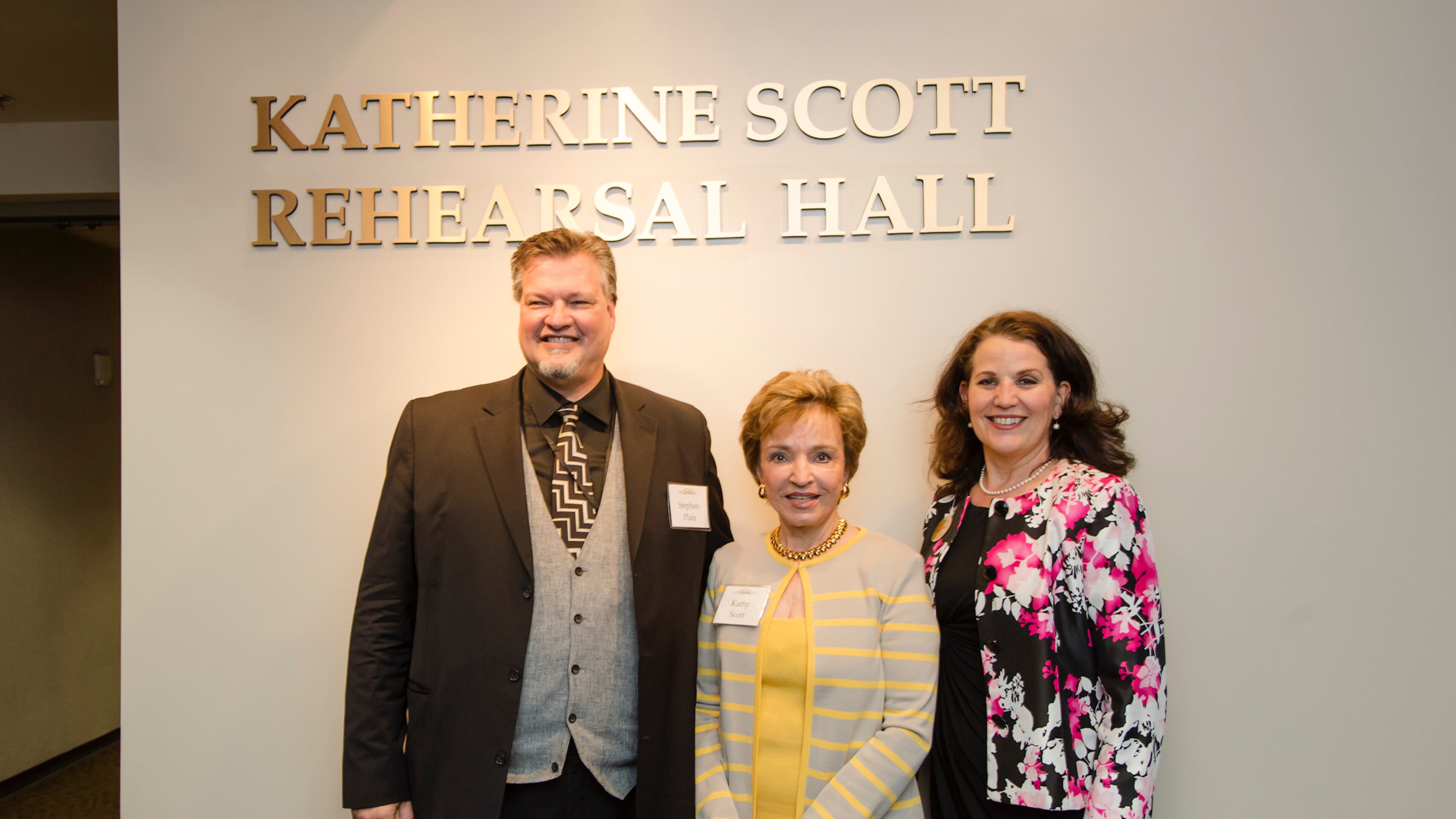 From left, Kennesaw State University School of Music director Stephen Plate, Katherine Scott, and College of the Arts Dean Patty Poulter. PHOTO CREDIT: KENNESAW STATE UNIVERSITY