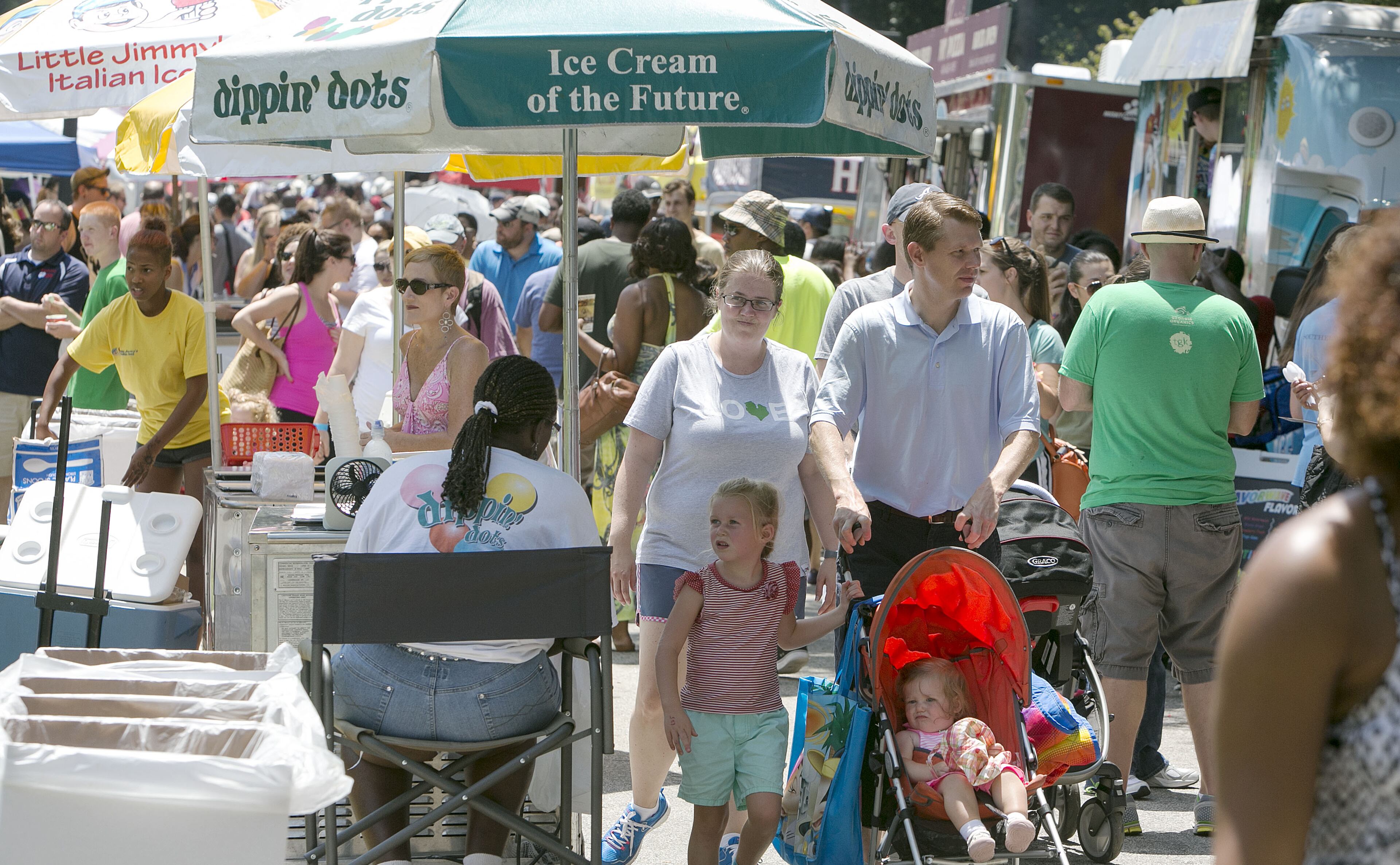Local artisans and national classics presented their best products at the 4th Annual Atlanta Ice Cream Festival at Piedmont Park in Atlanta on Saturday, July 26, 2014. There was a variety of health /wellness agencies, fitness routines, vendors, entertainment, bands and fun family activities. (Photo by Phil Skinner)